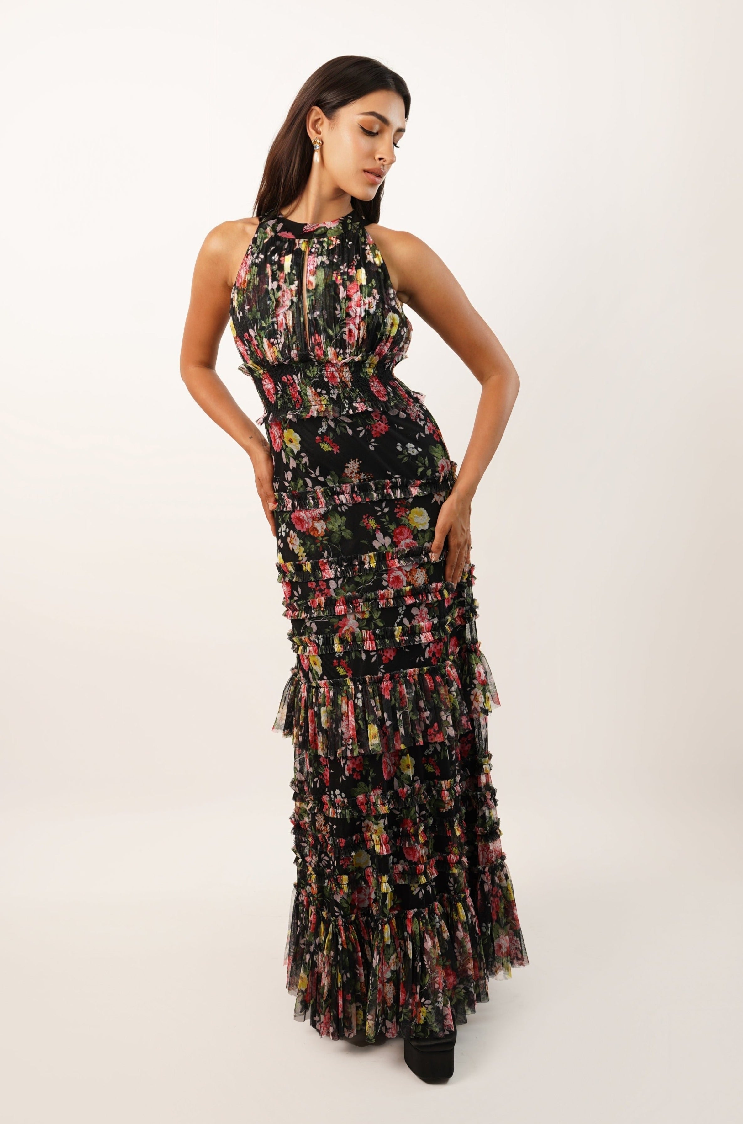 Santiago Winter Floral Maxi Dress UK10 / Floral Santiago Winter Floral Maxi Dress UK10 / Floral