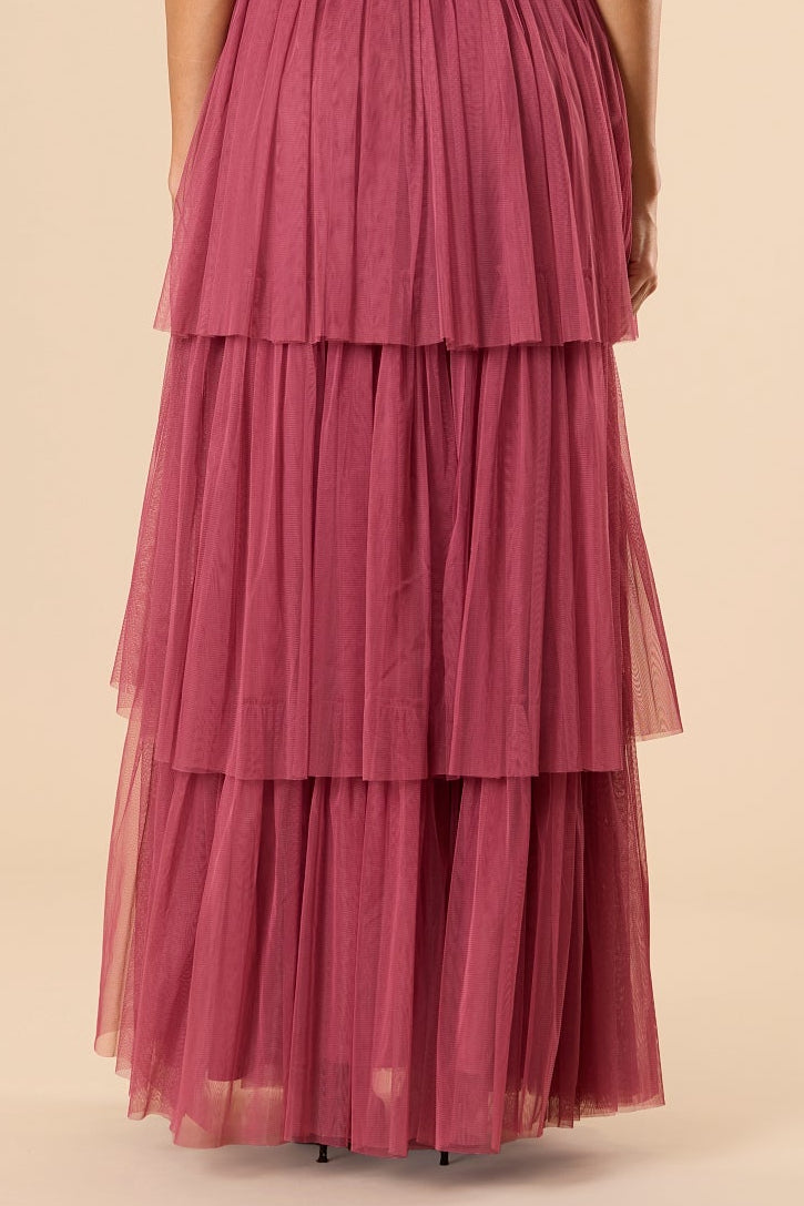Shaelyn Strapless Tulle Maxi Dress in Orchid