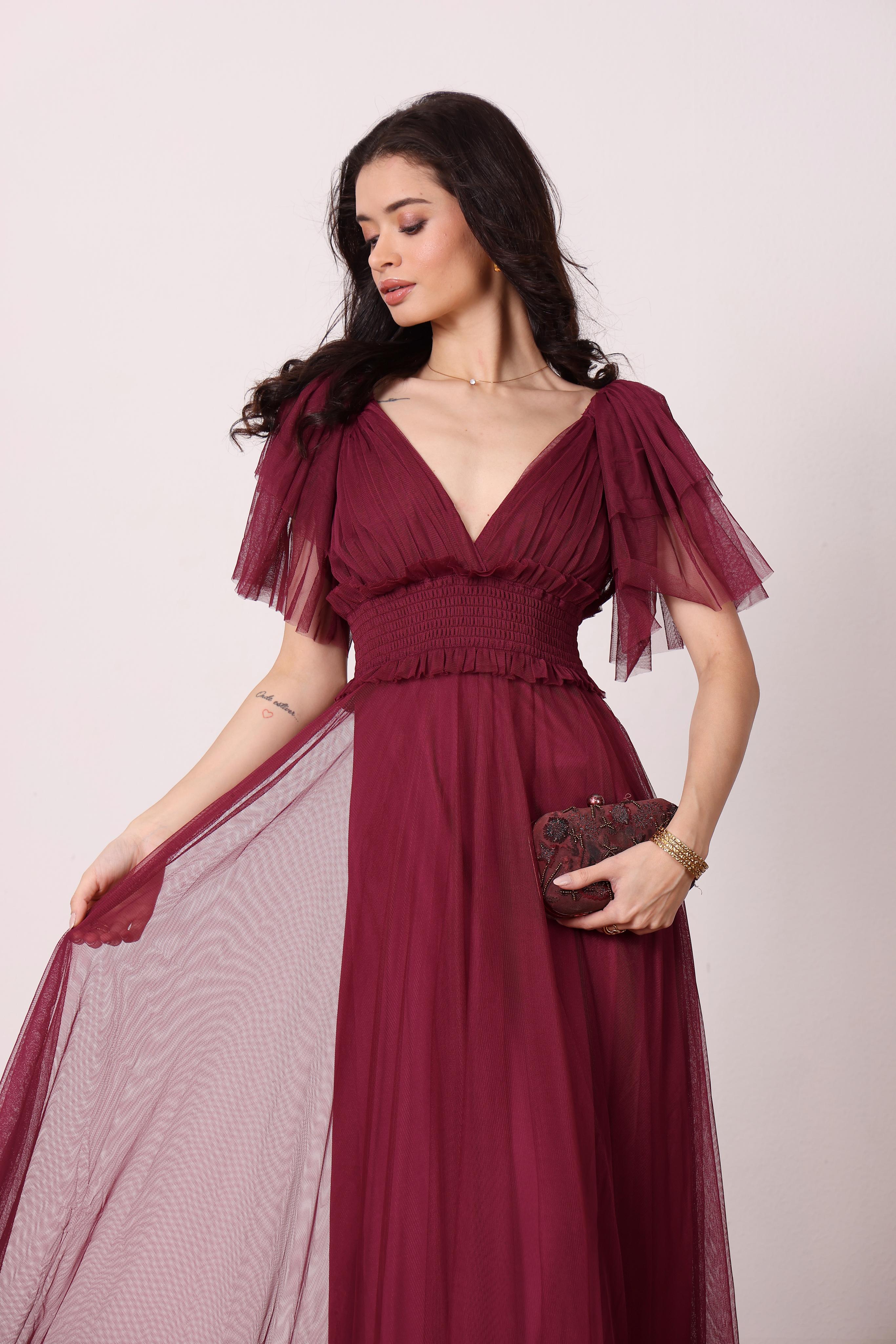 Shelby Tulle Maxi Dress in Fig