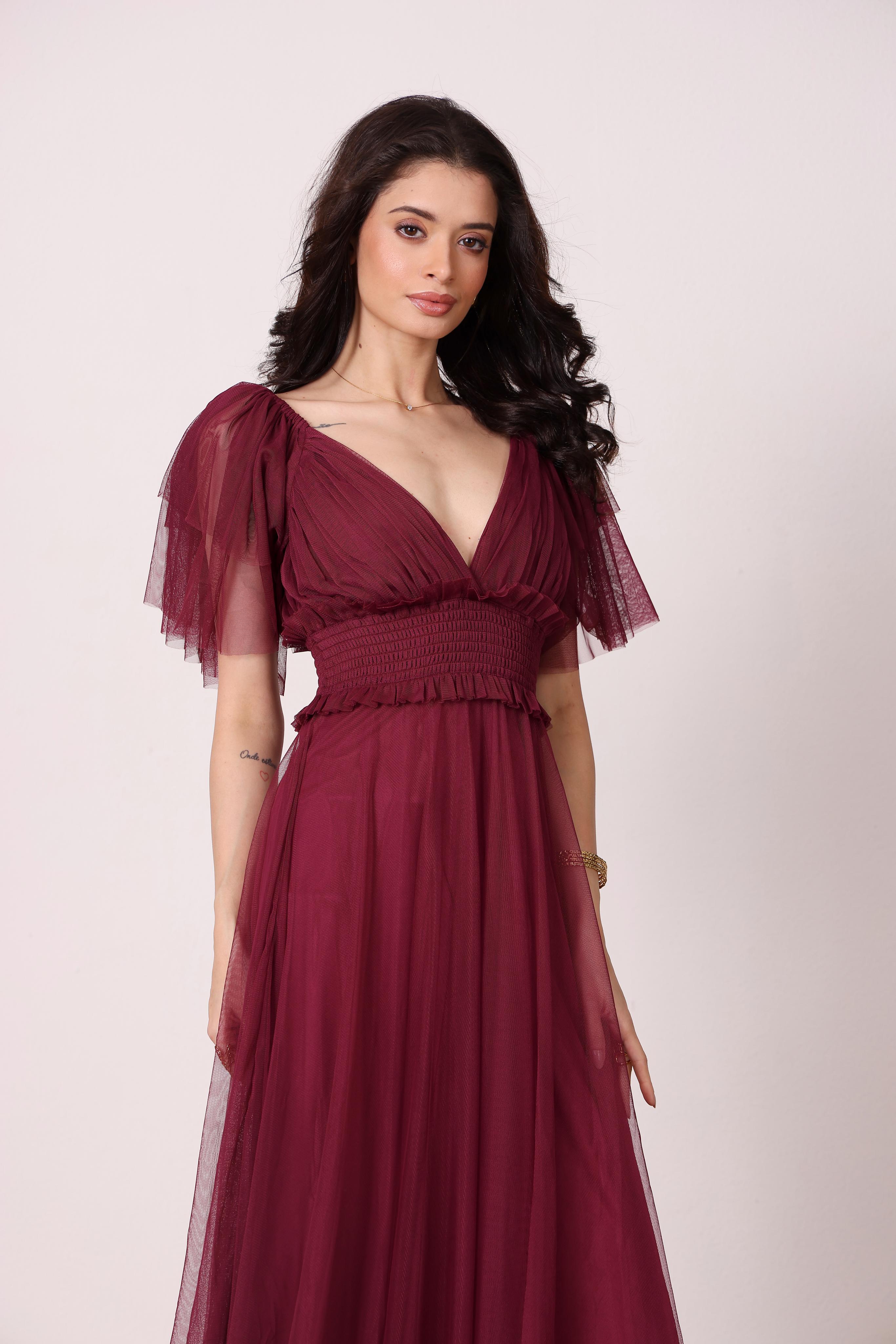 Shelby Tulle Maxi Dress in Fig