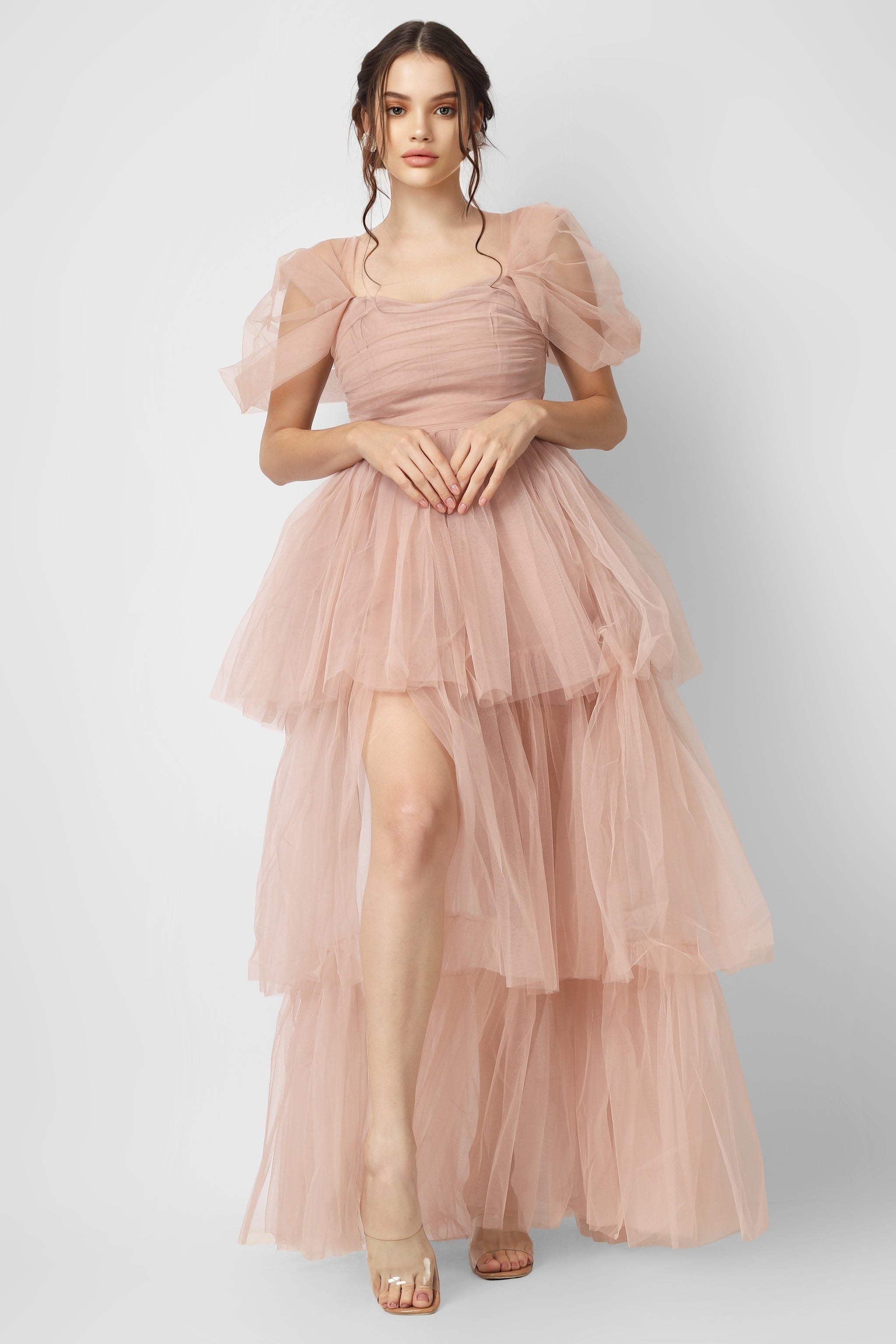 Sade Mauve Lace Tulle Gown