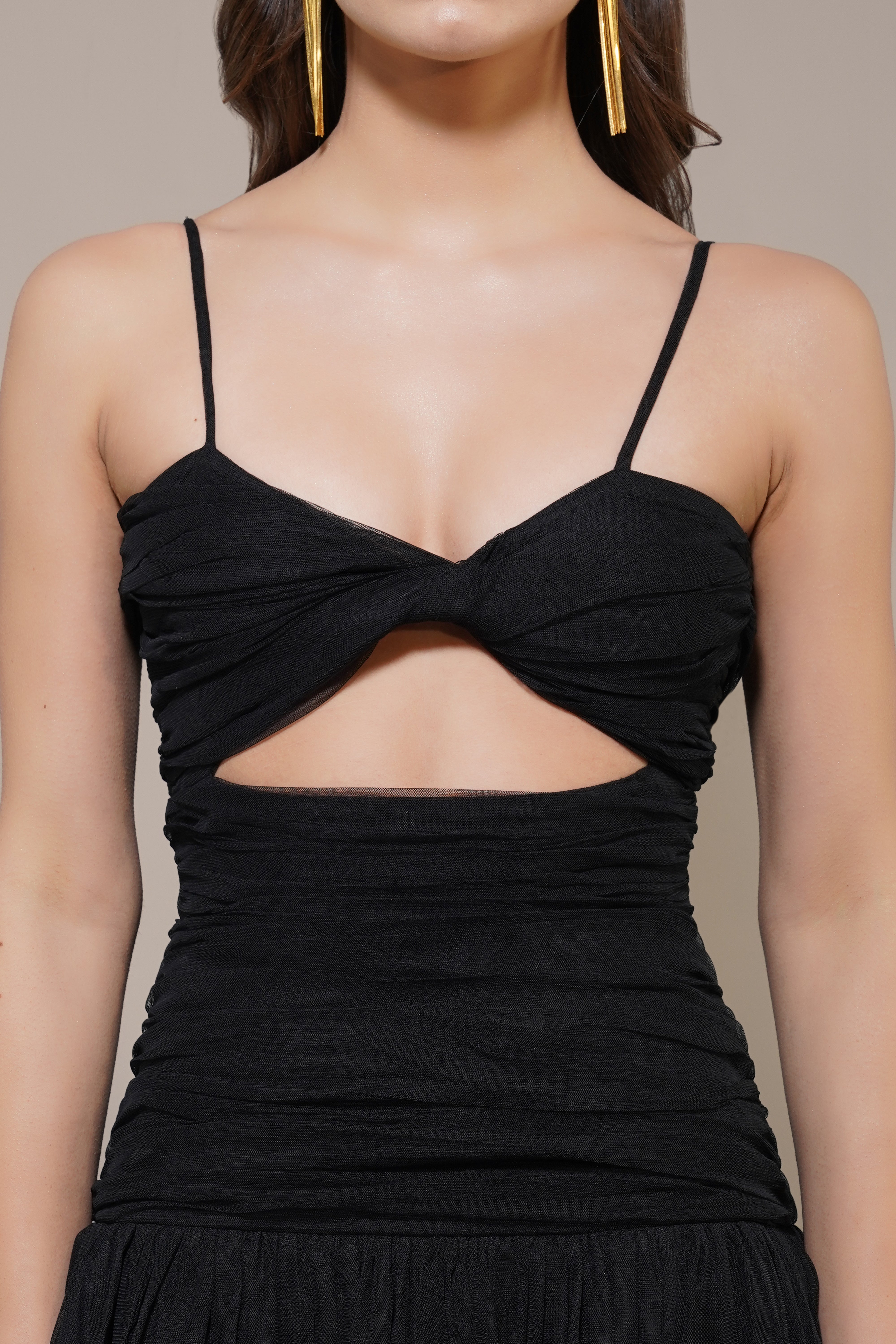 Theodora Tulle Mini Dress in Black