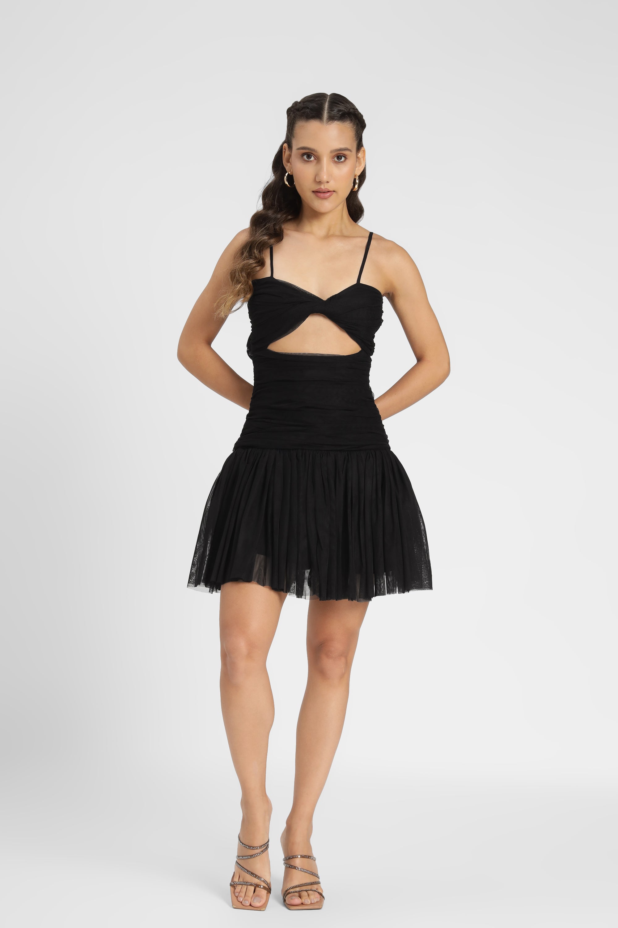 Theodora Tulle Mini Dress in Black