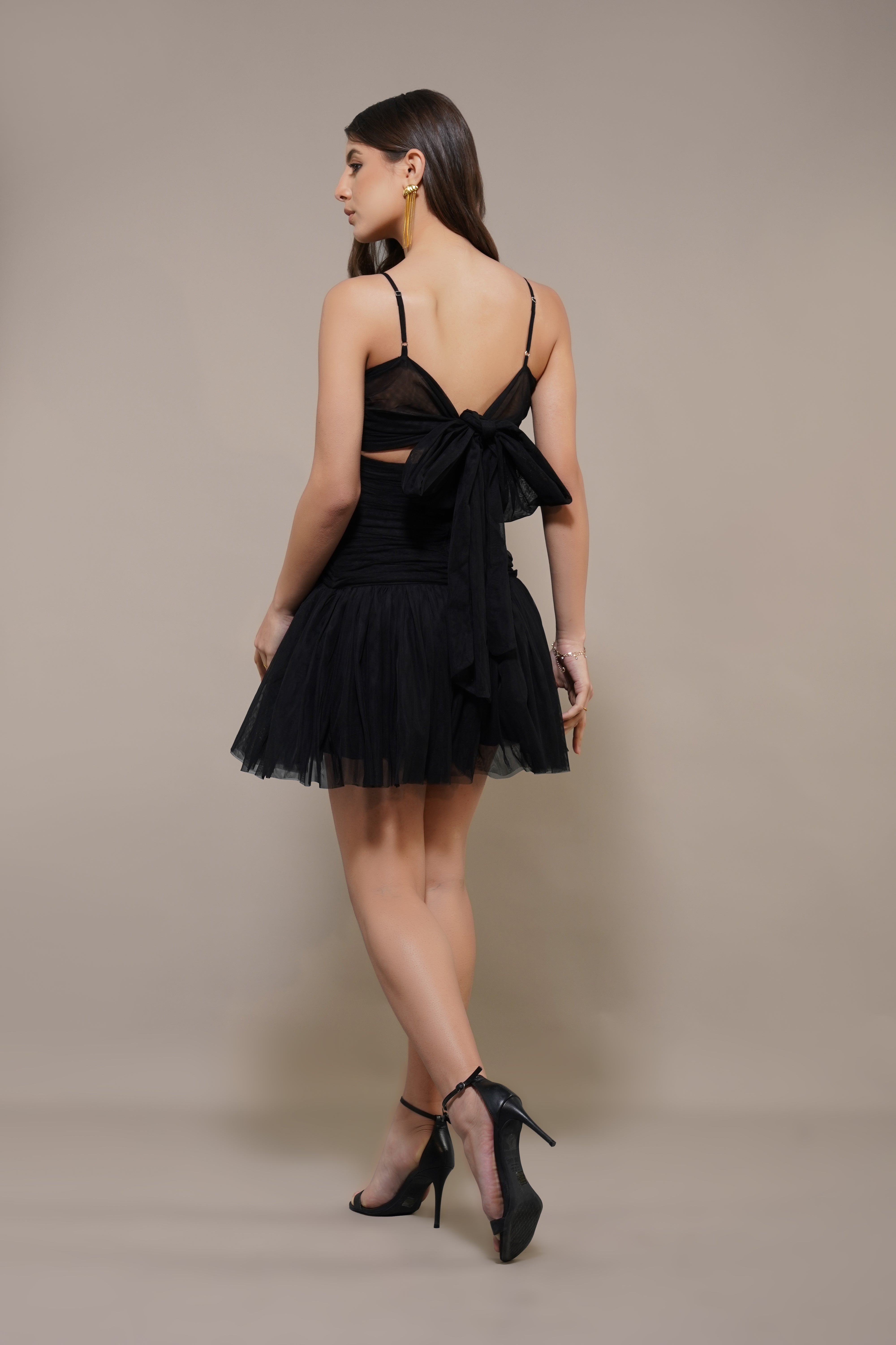 Theodora Tulle Mini Dress in Black