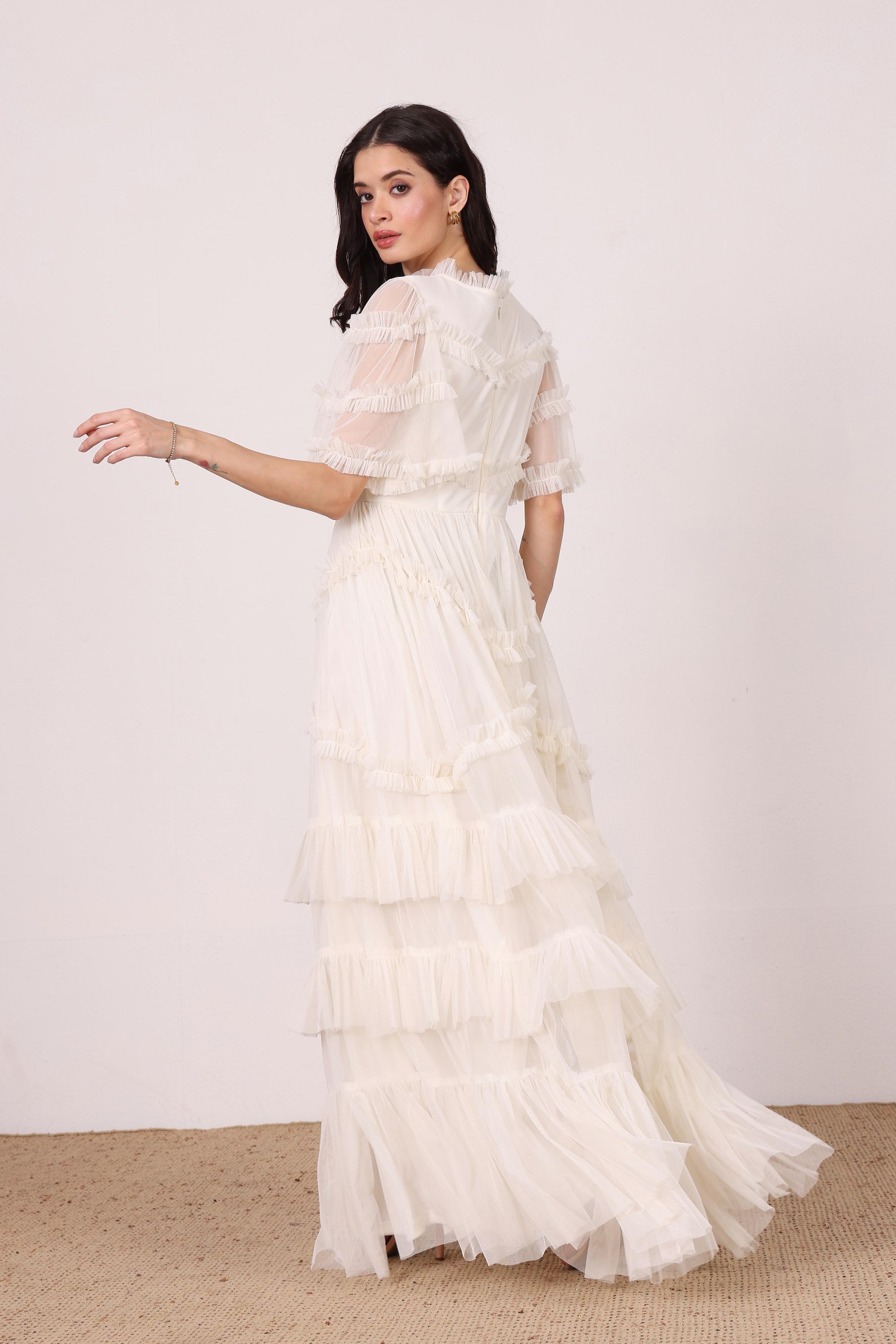 Florine Tulle Maxi Dress in Soft Cream