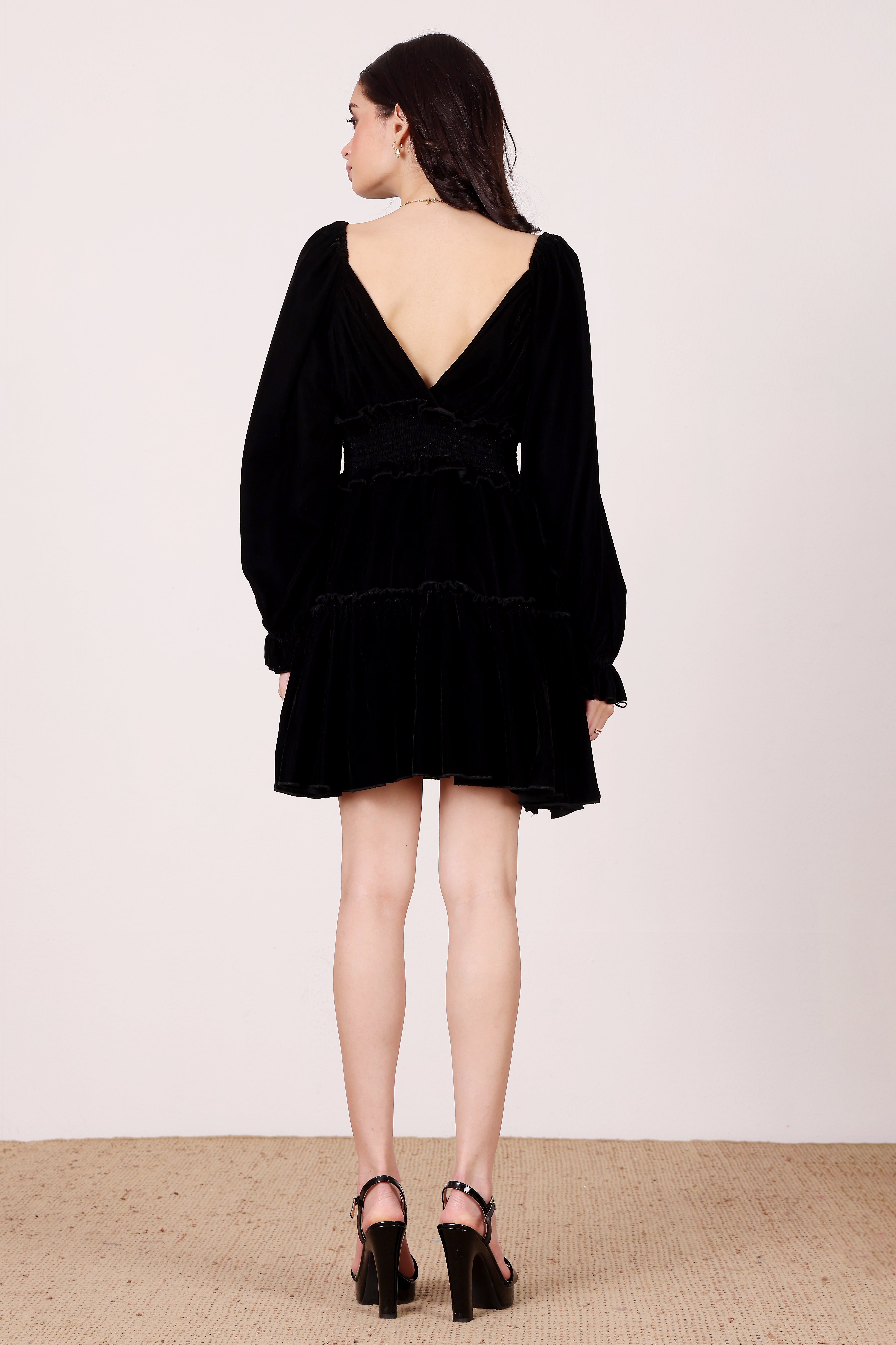 Montana Velvet Mini Dress in Black