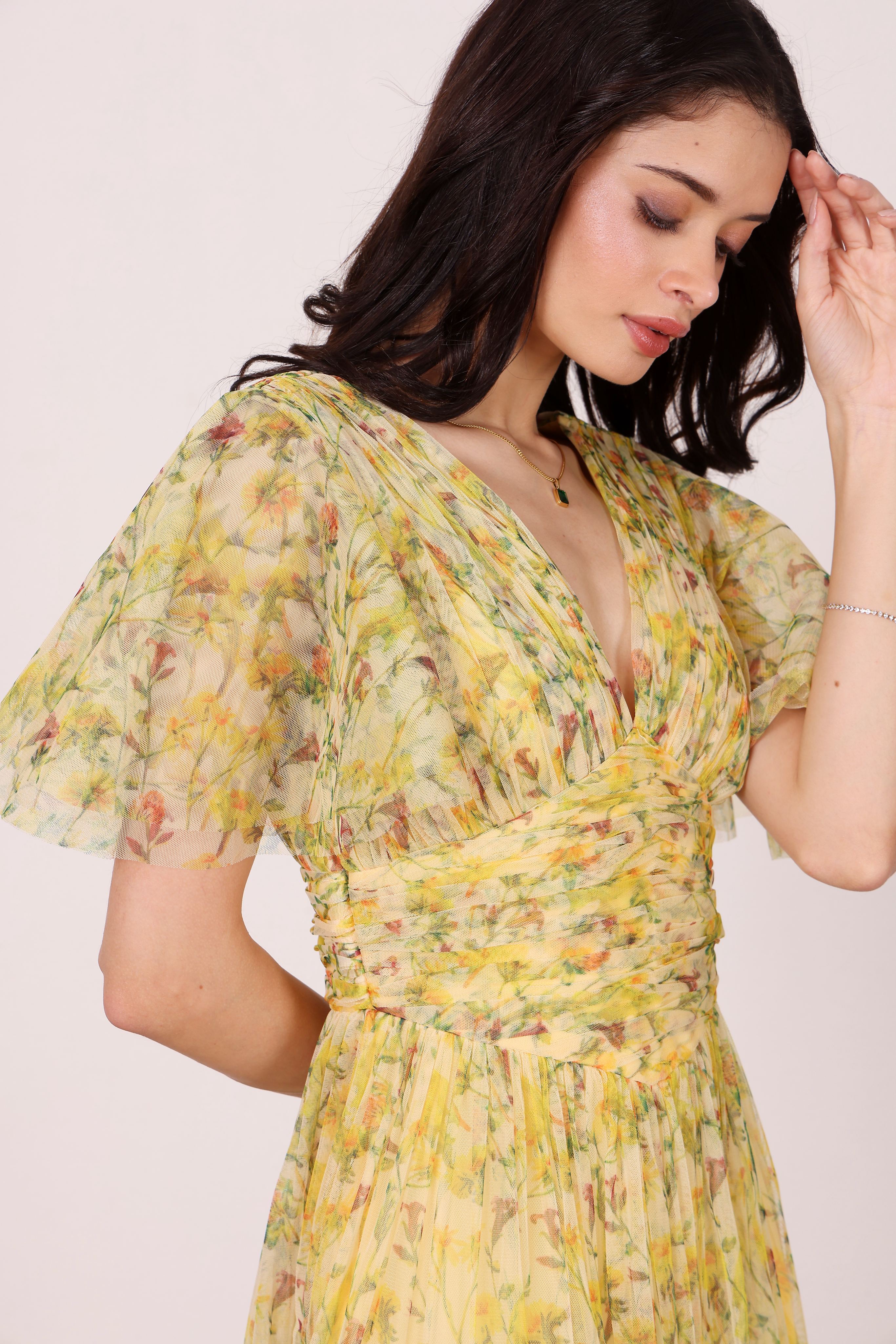 Nelaney Maxi Dress in Yellow Floral