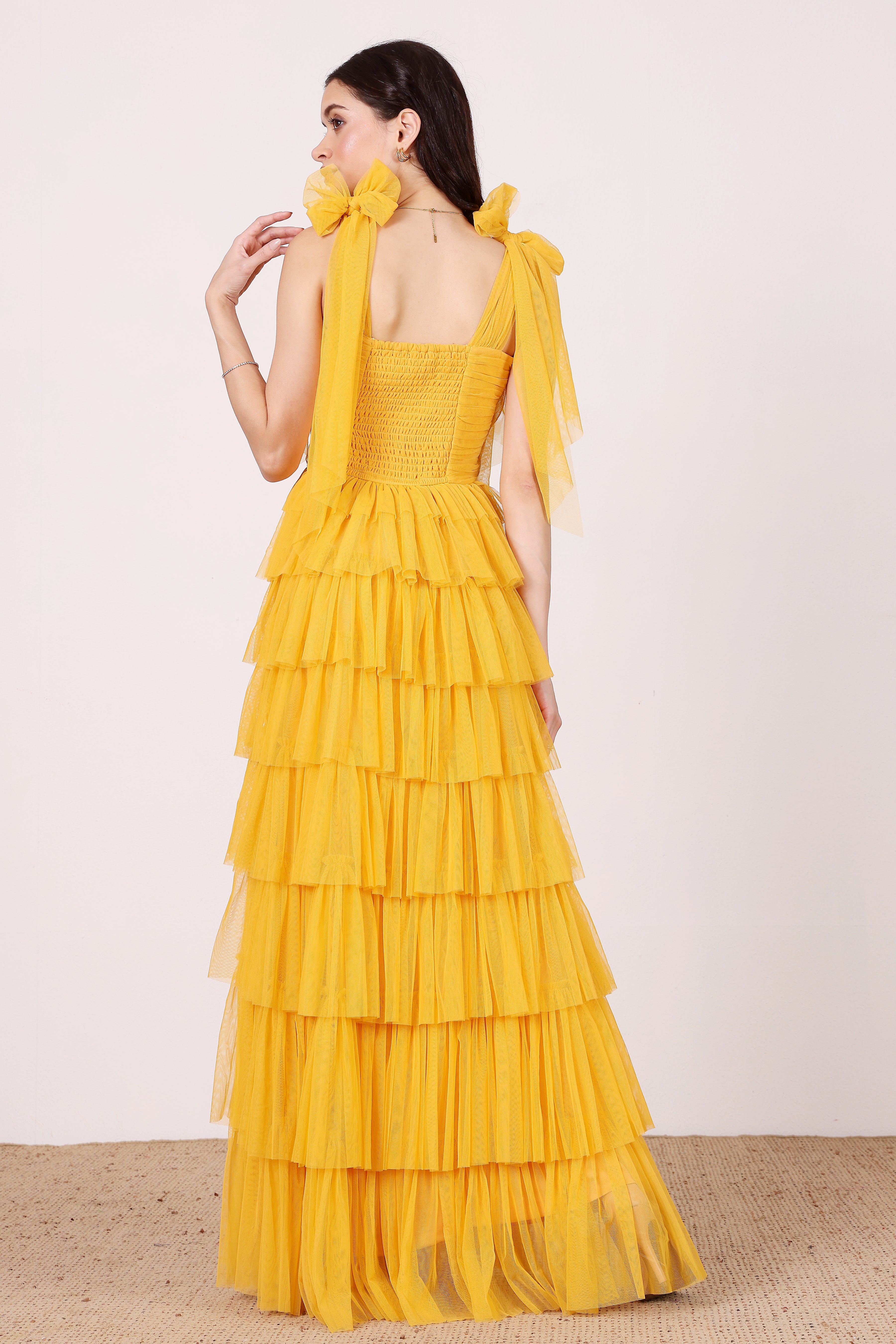 Ophelia Butterscotch Maxi Dress with Tie Detail