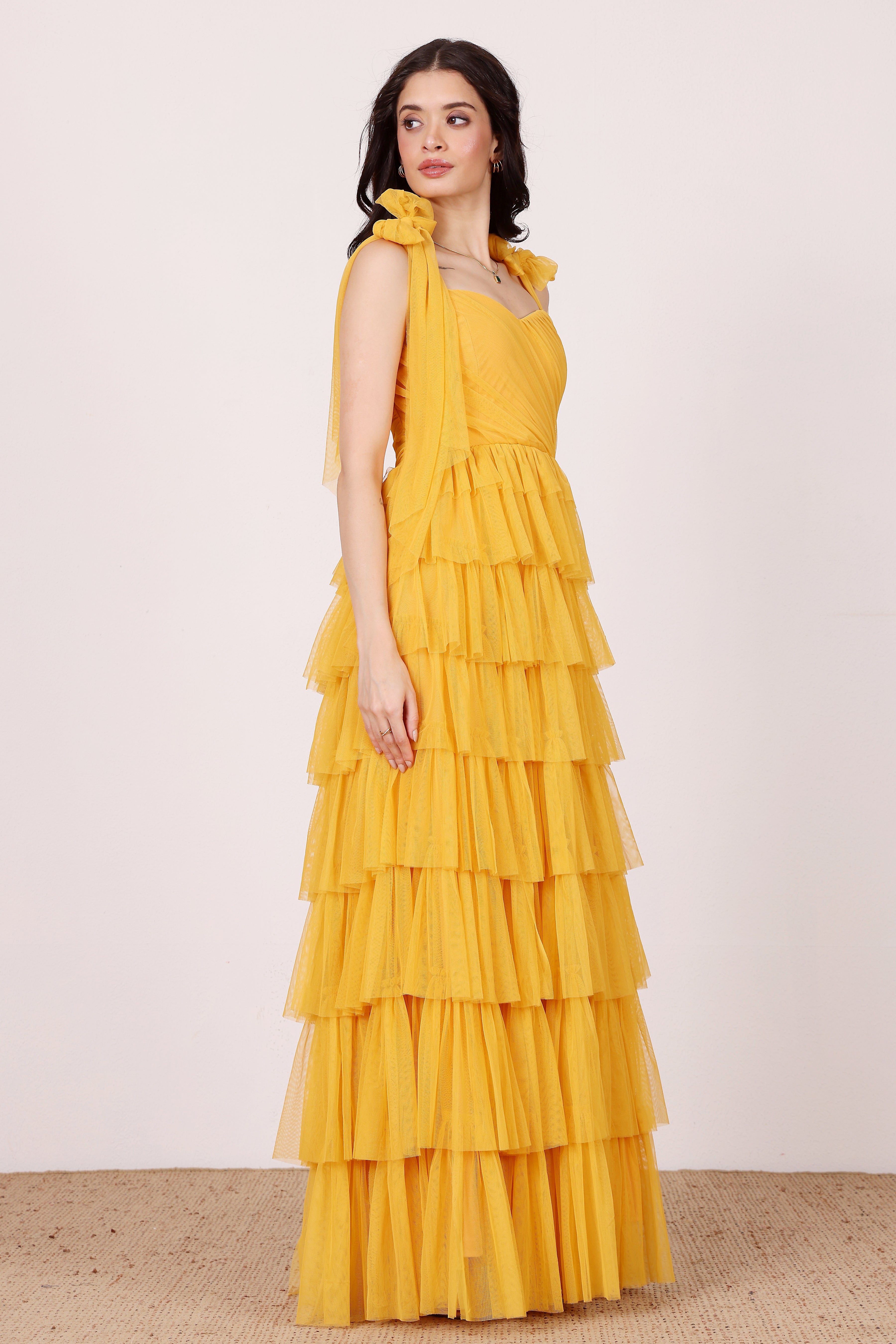 Ophelia Butterscotch Maxi Dress with Tie Detail
