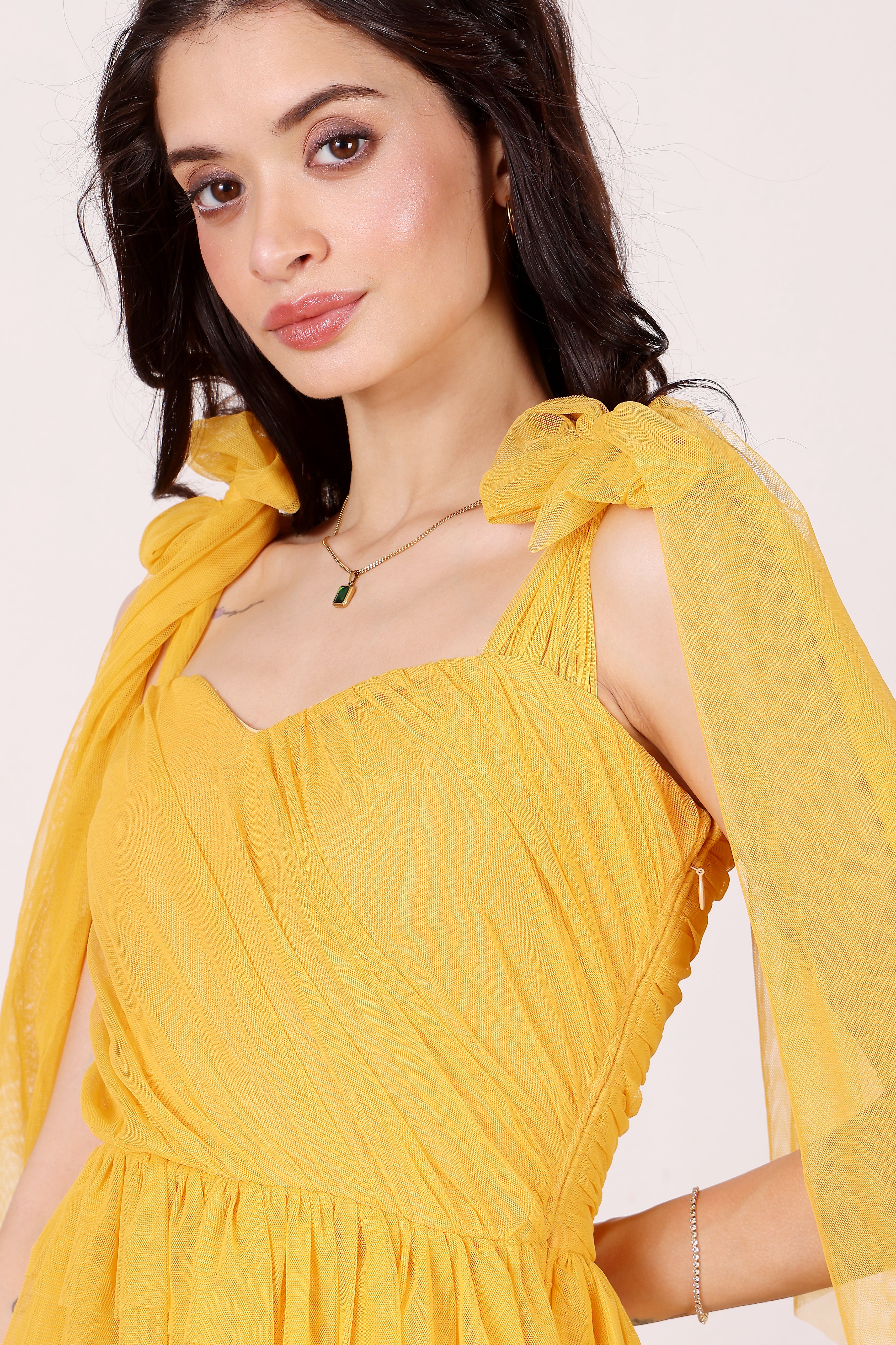 Ophelia Butterscotch Maxi Dress with Tie Detail