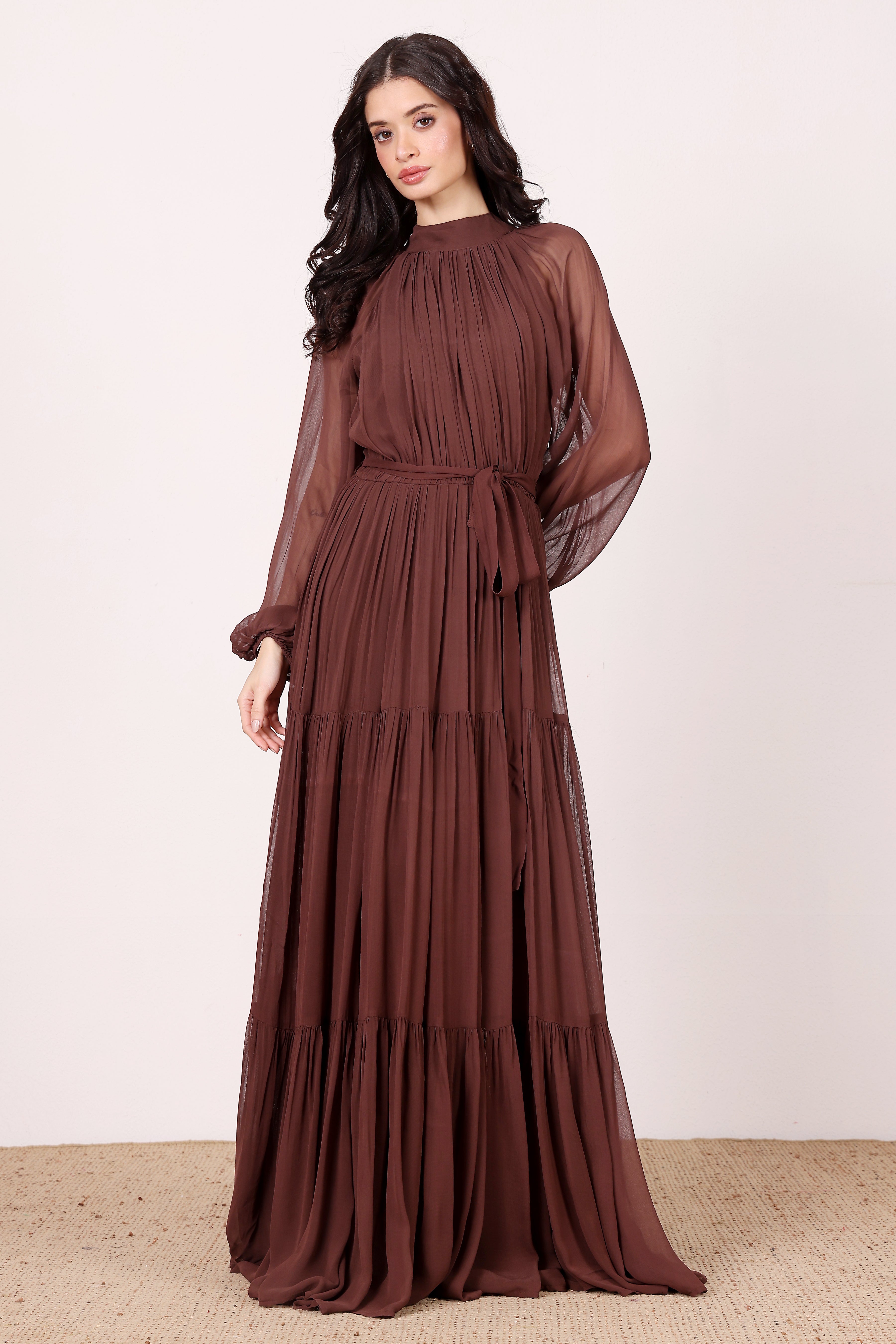 Rosetta Maxi Dress in Chocolate Brown