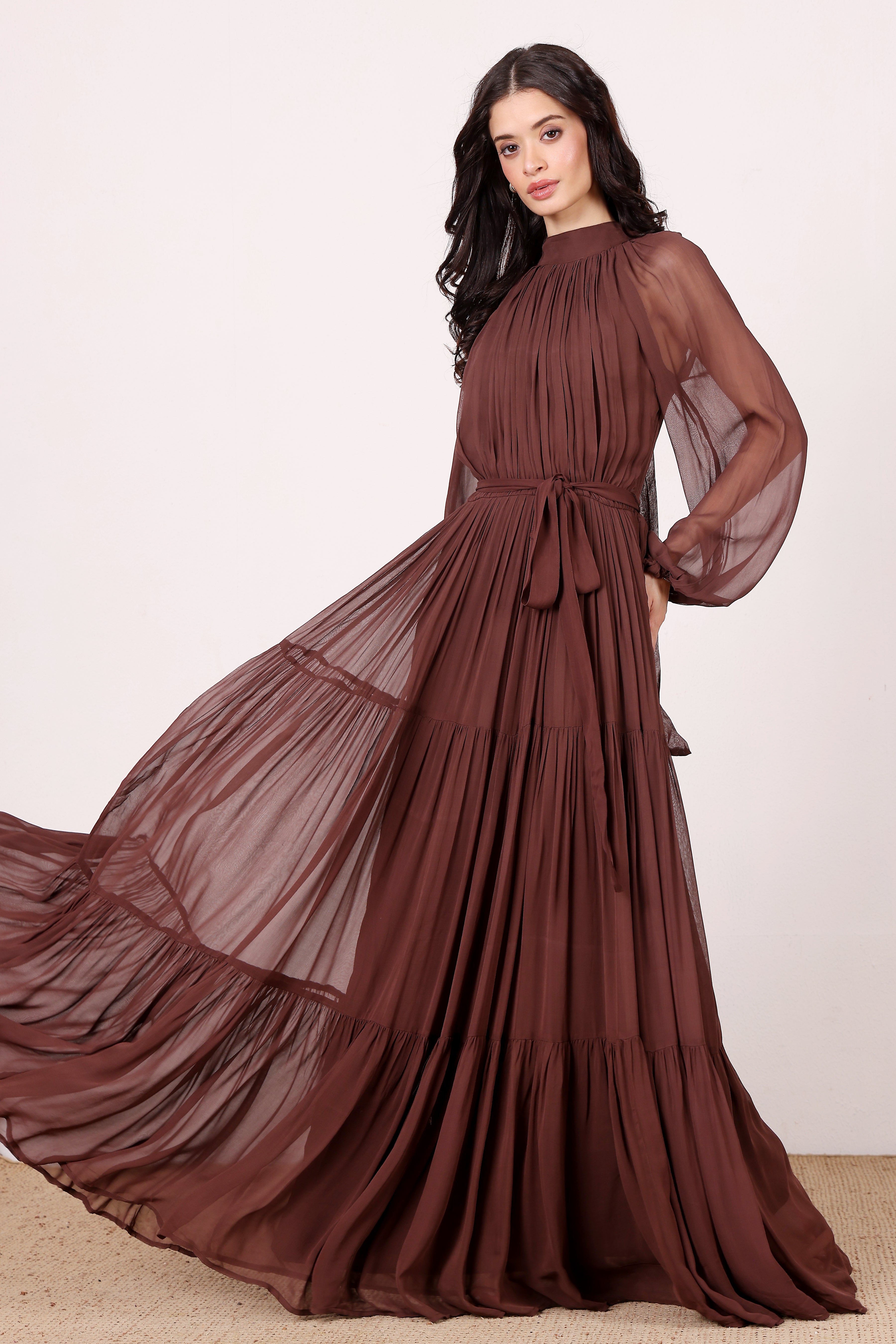 Rosetta Maxi Dress in Chocolate Brown