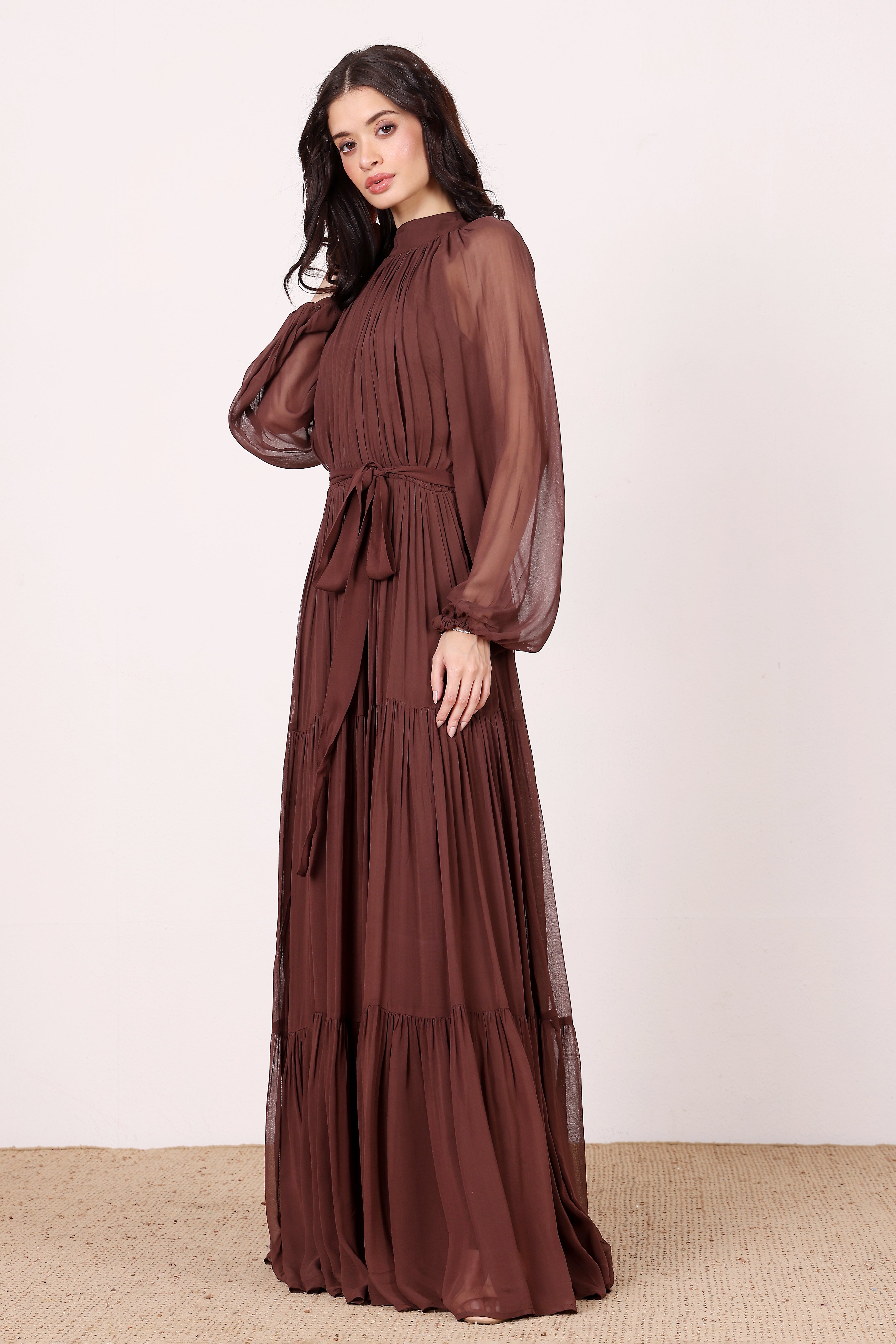 Rosetta Maxi Dress in Chocolate Brown