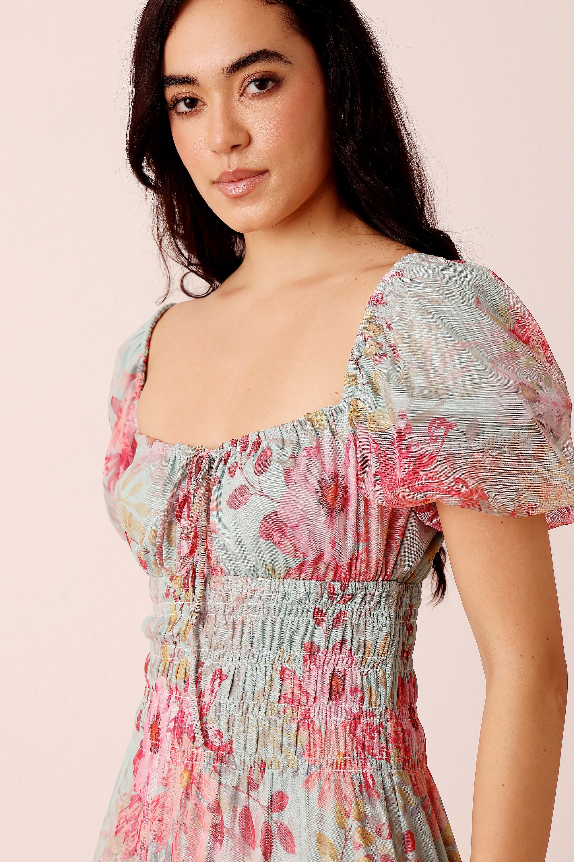 Noore Maxi Dress in Mint Floral