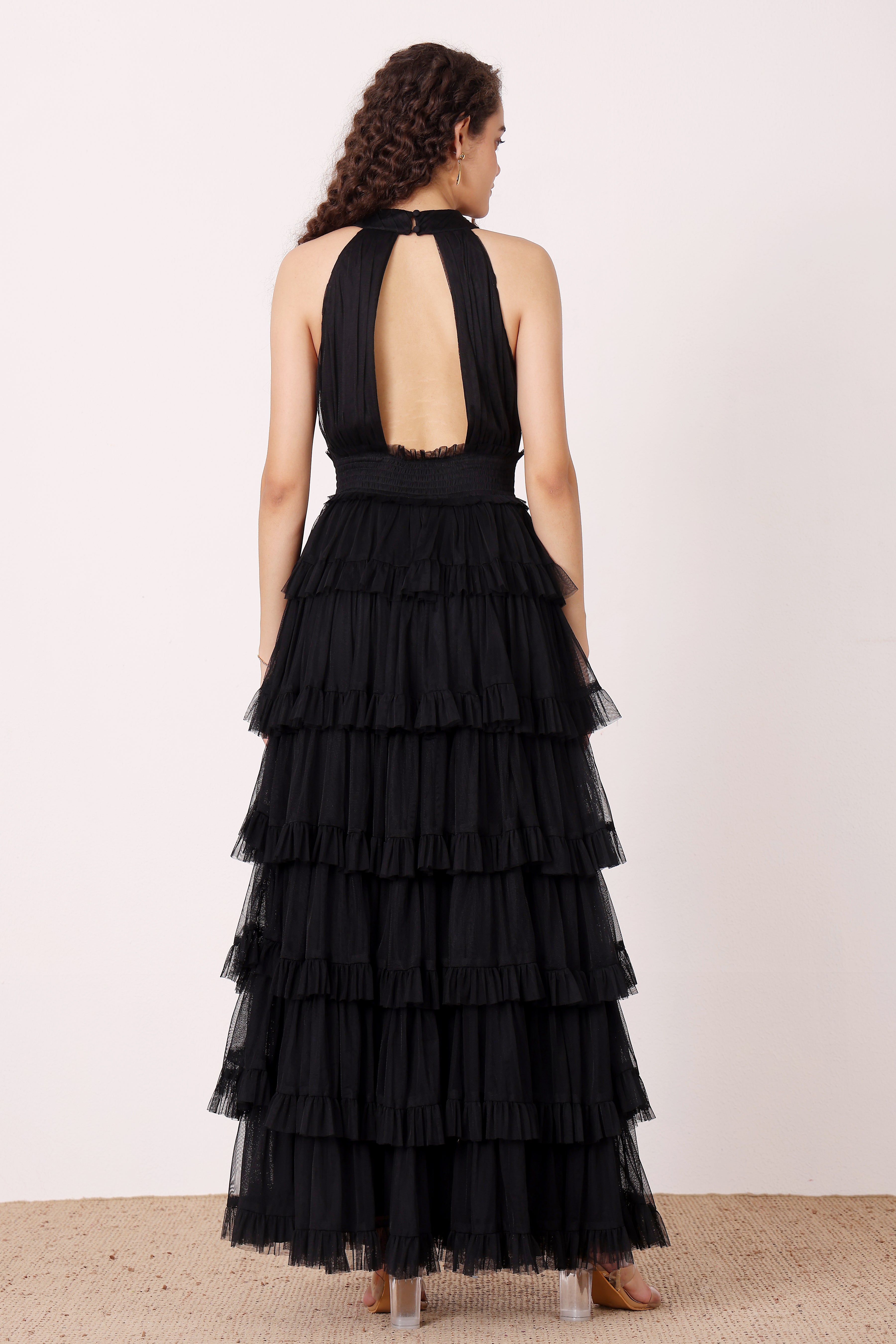 Lucerne High Neck Maxi Dress in Black