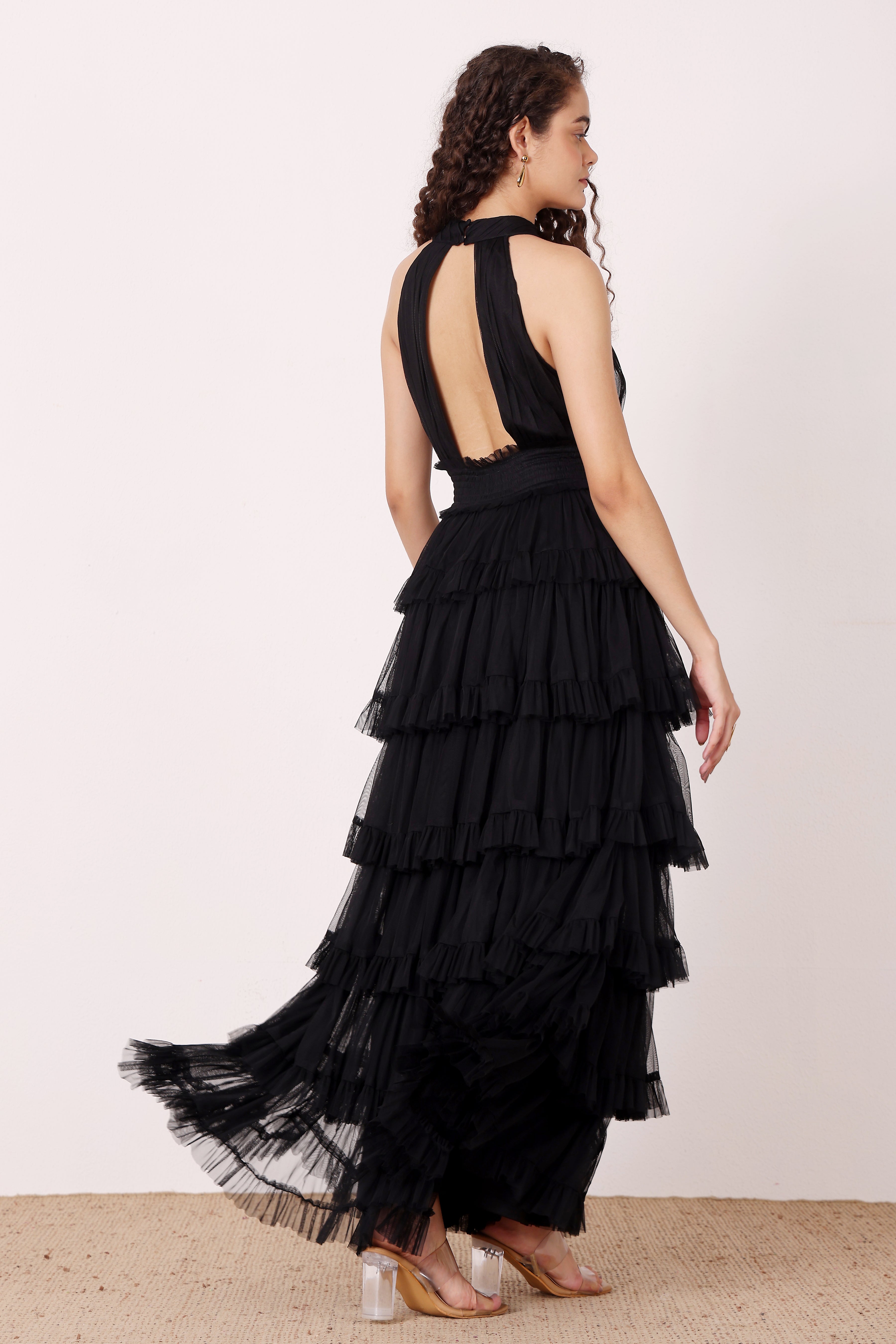 Lucerne High Neck Maxi Dress in Black