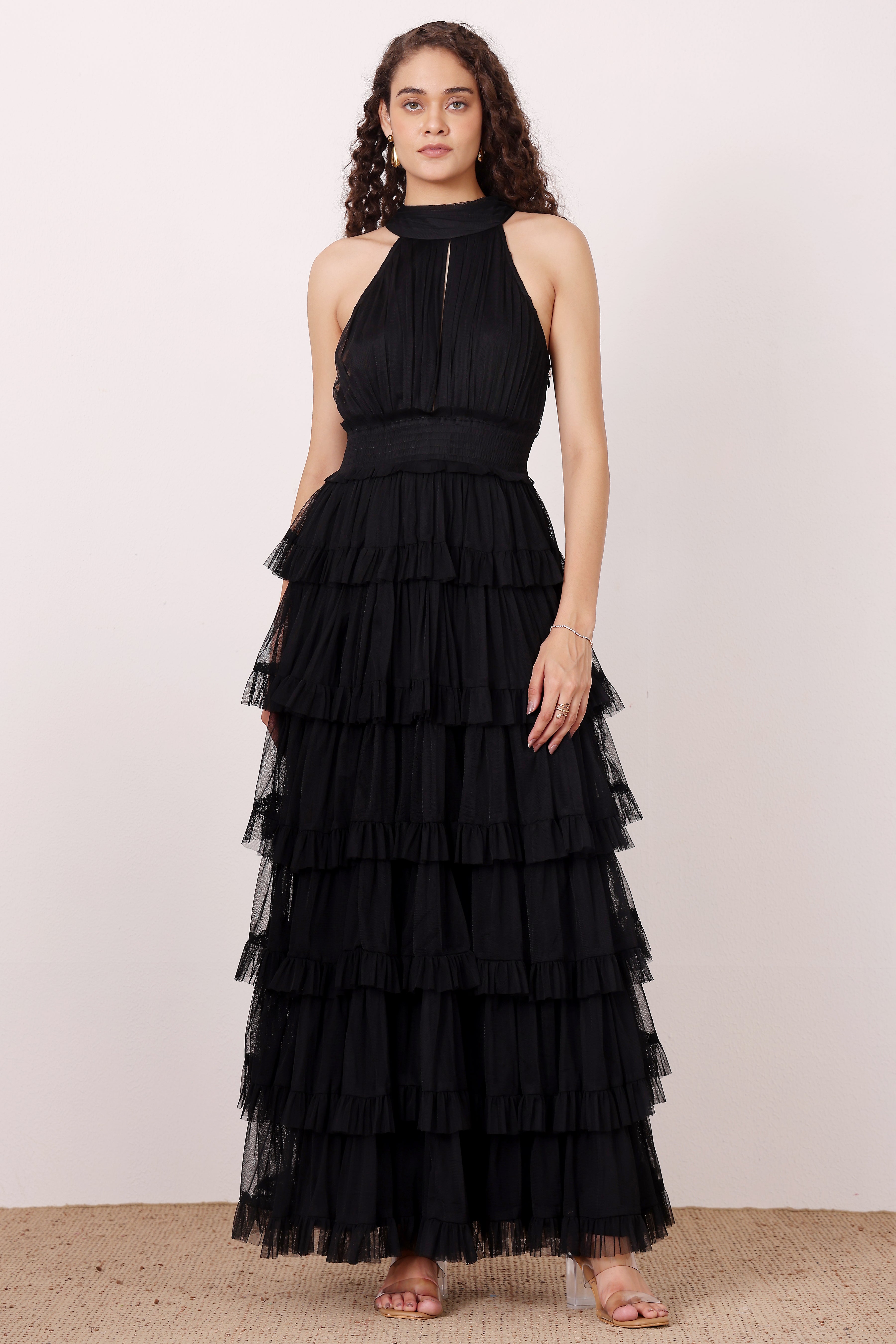 Lucerne High Neck Maxi Dress in Black