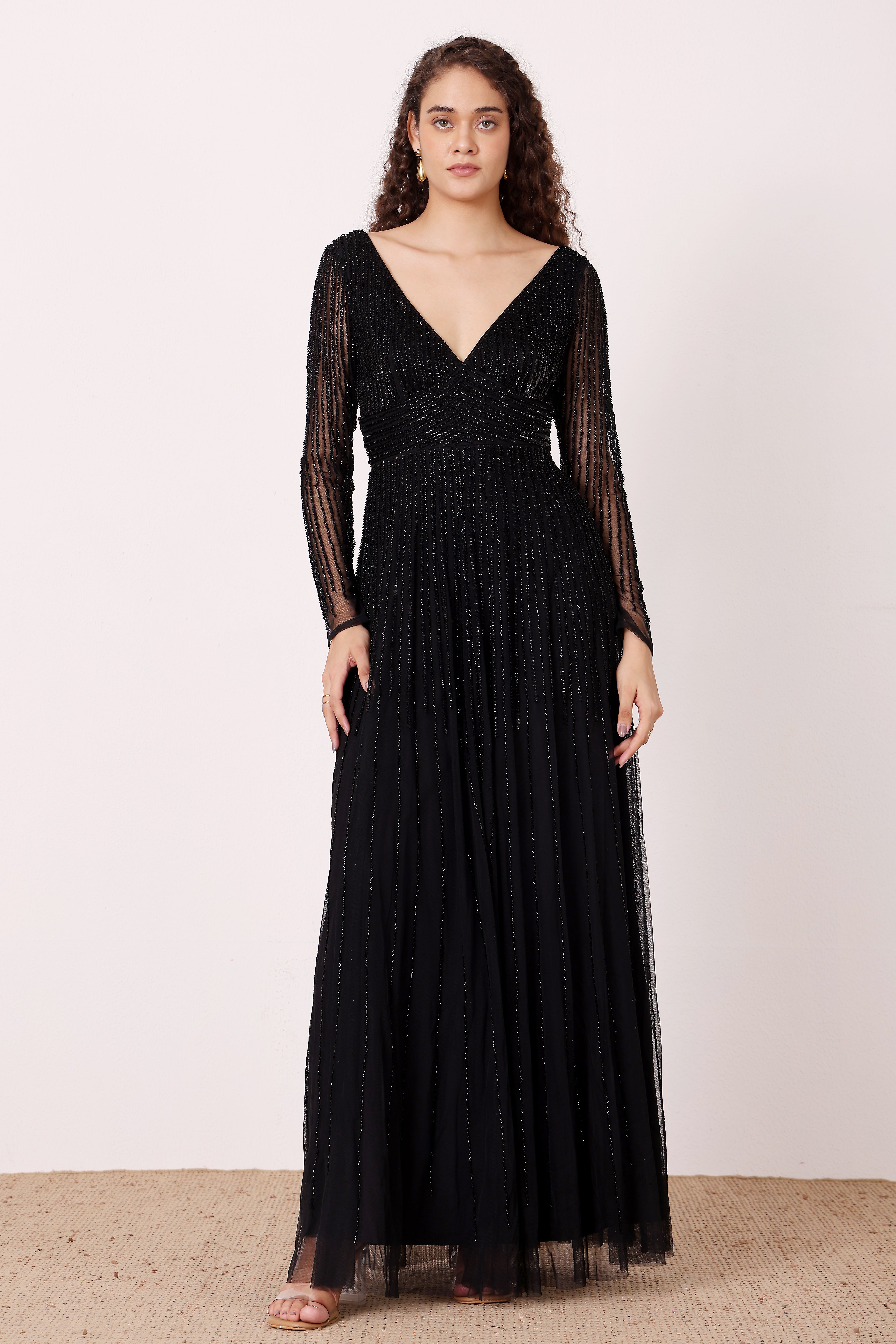 Laura Embellished Maxi Dress in Black