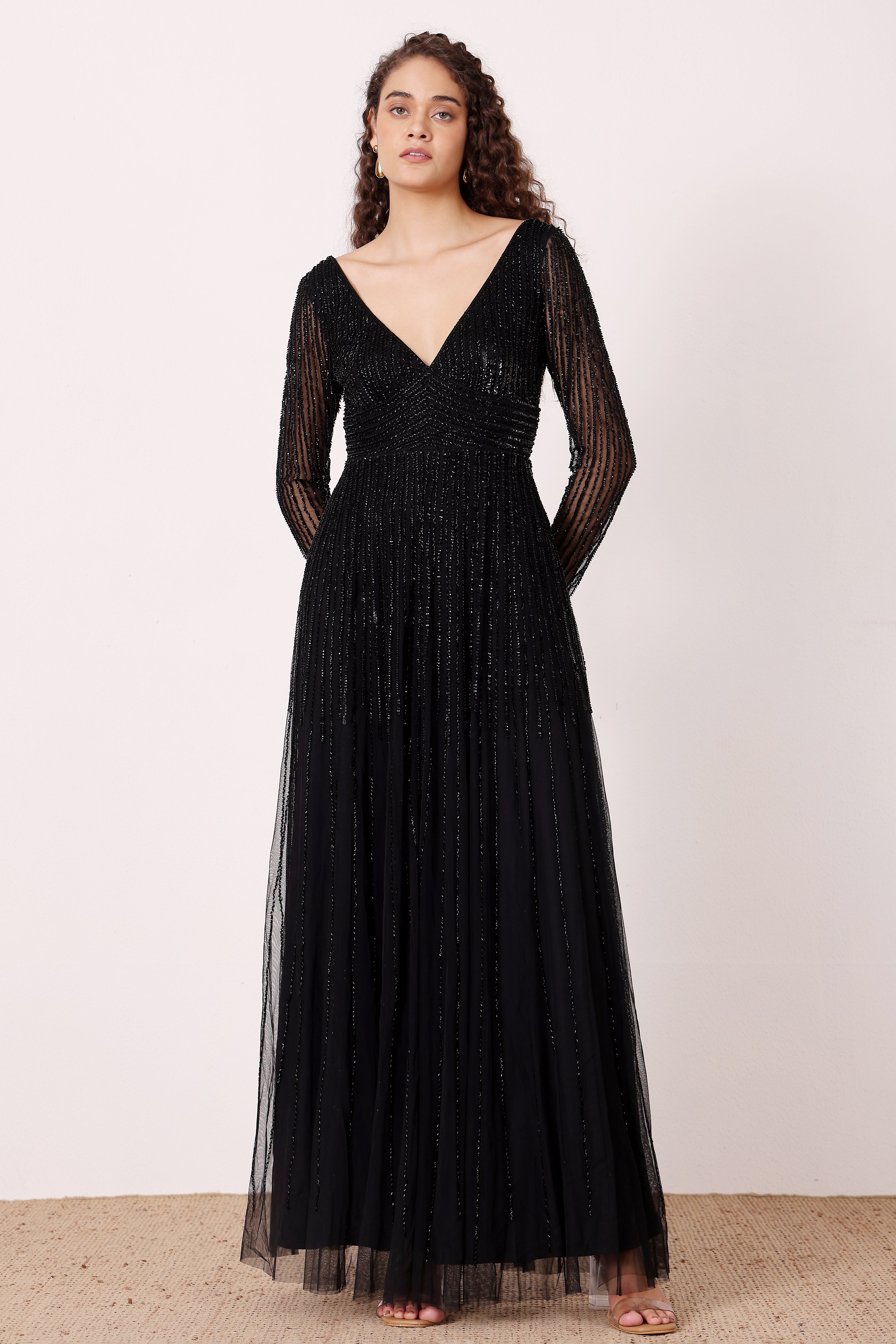 Laura Embellished Maxi Dress in Black