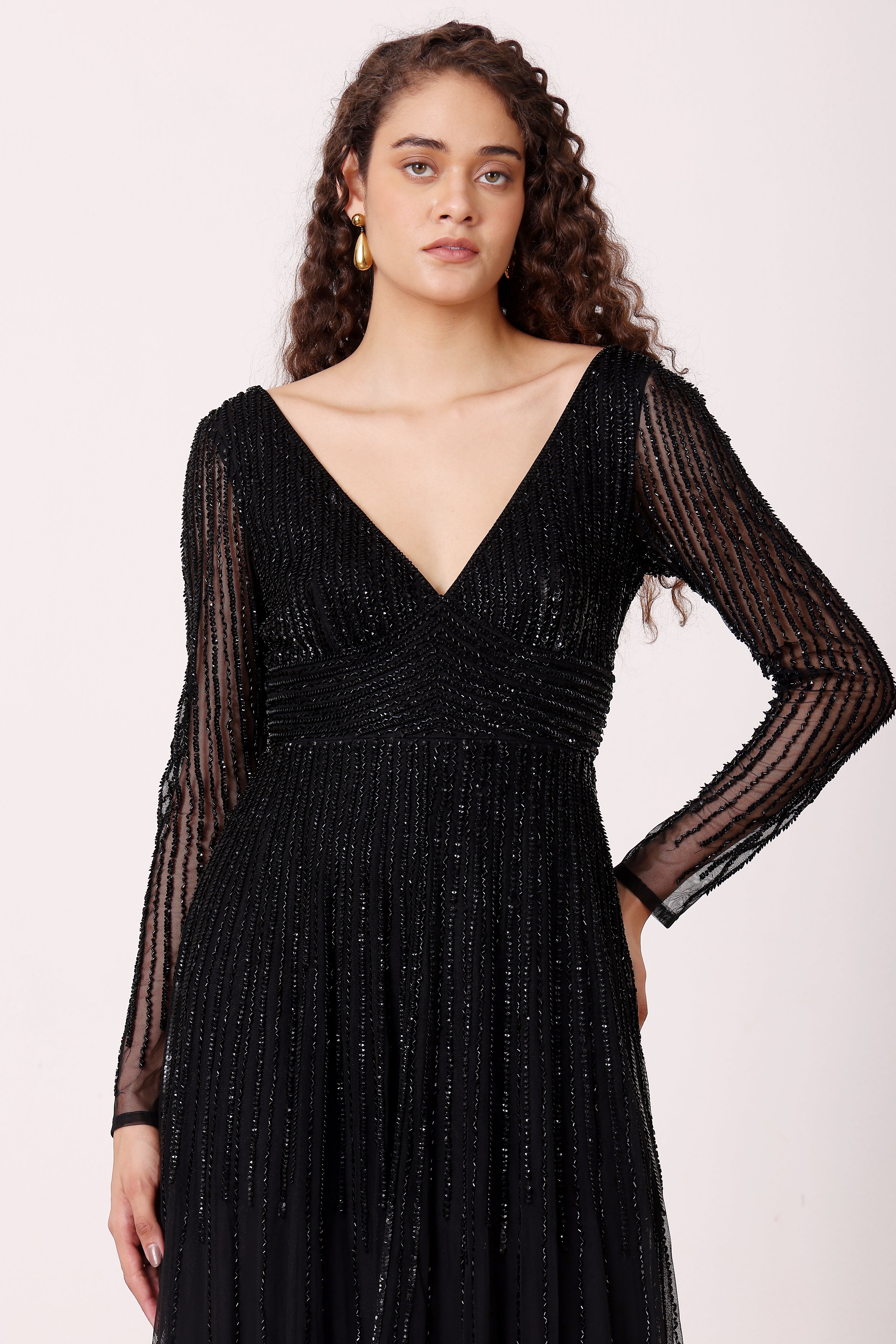 Laura Embellished Maxi Dress in Black