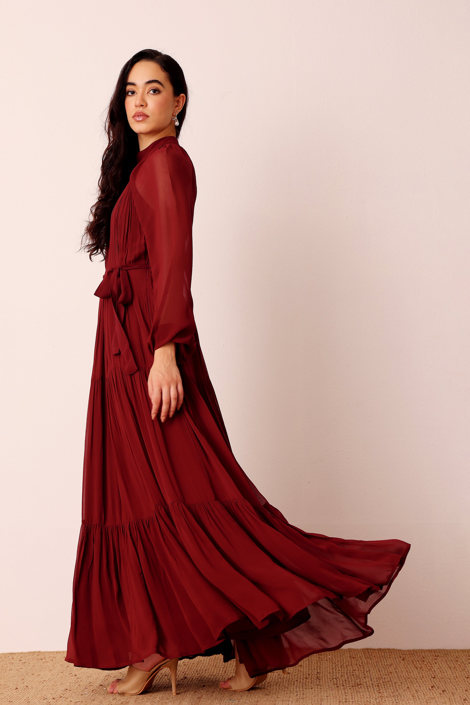 Violetta Maxi Dress in Burgundy