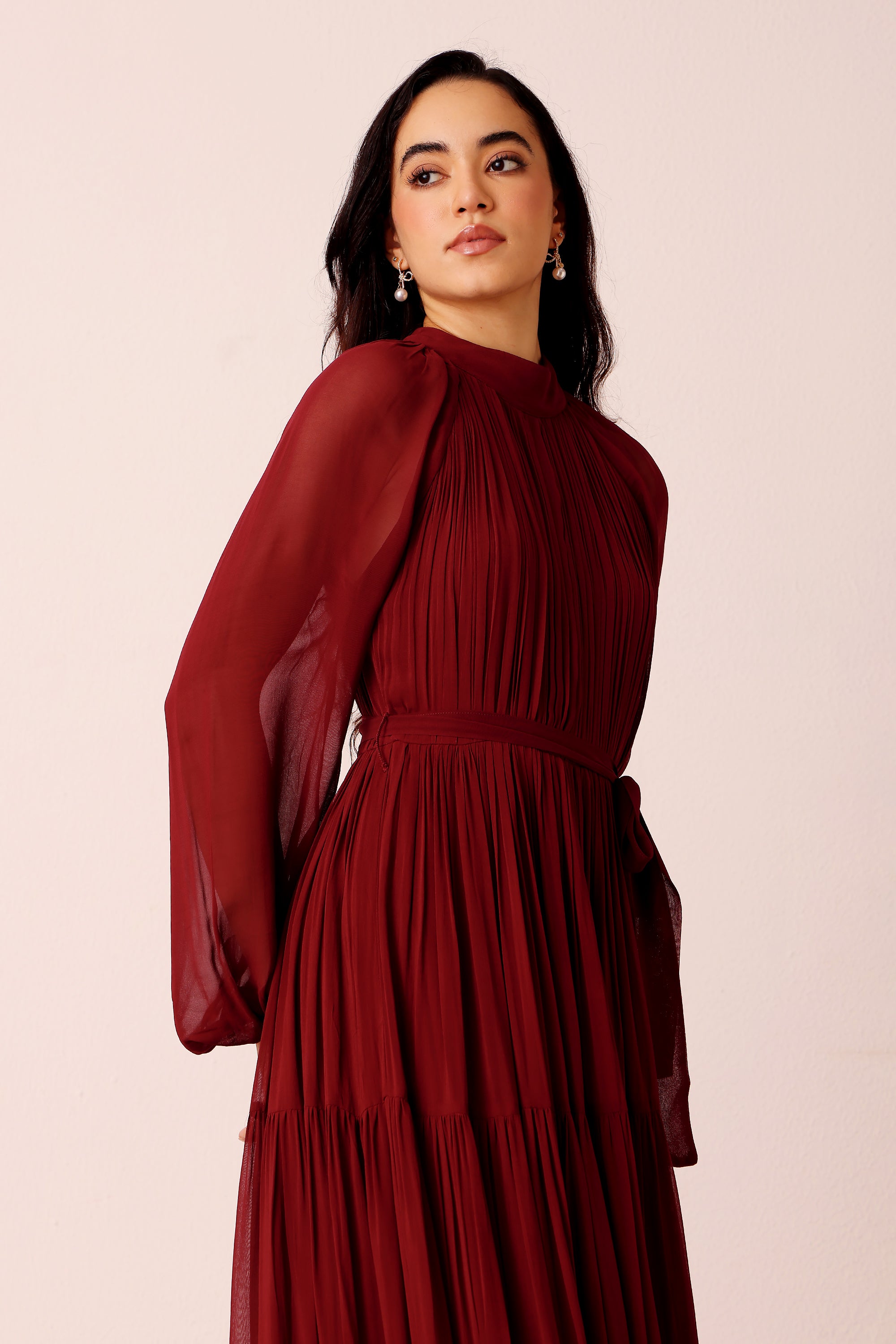 Violetta Maxi Dress in Burgundy