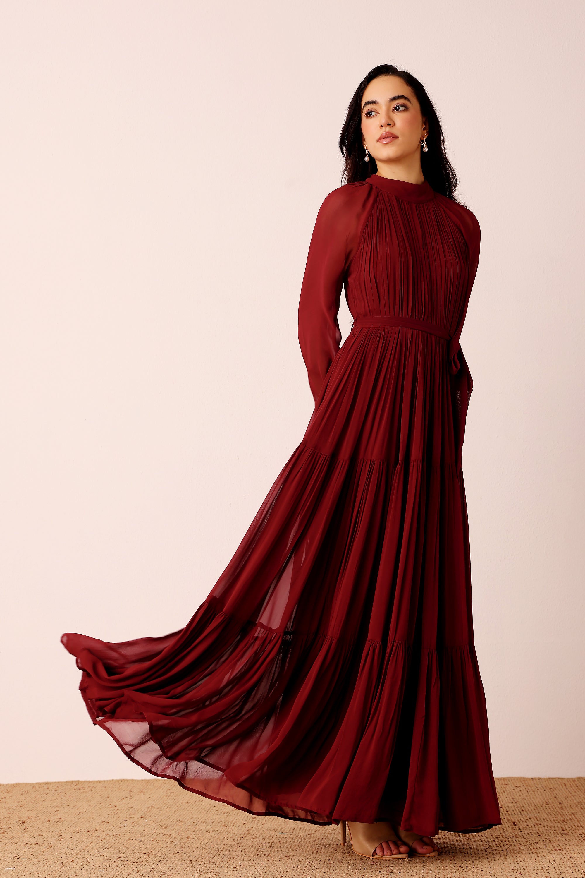 Violetta Maxi Dress in Burgundy