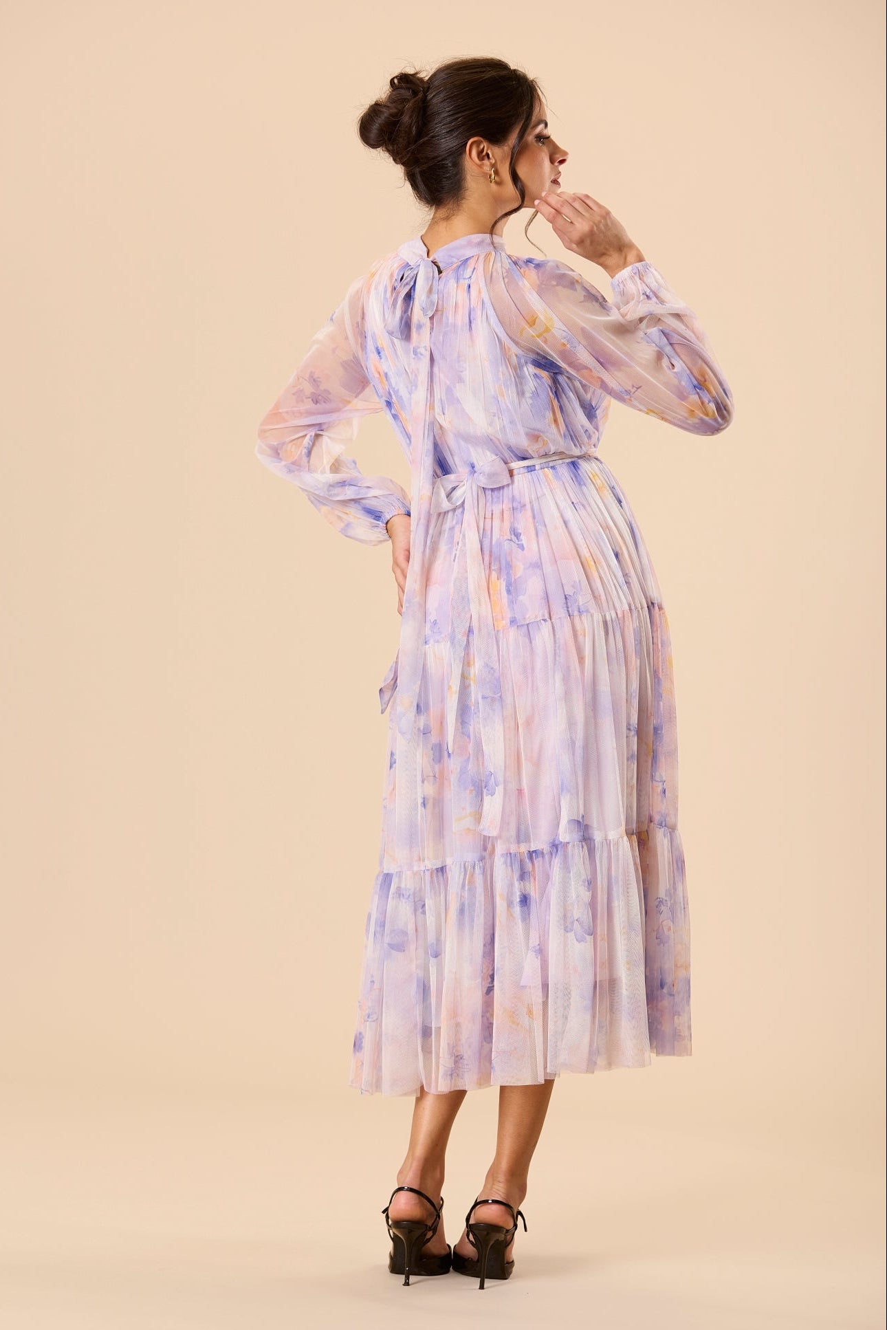 Violetta Tulle Midi Dress in Lavender Blossom