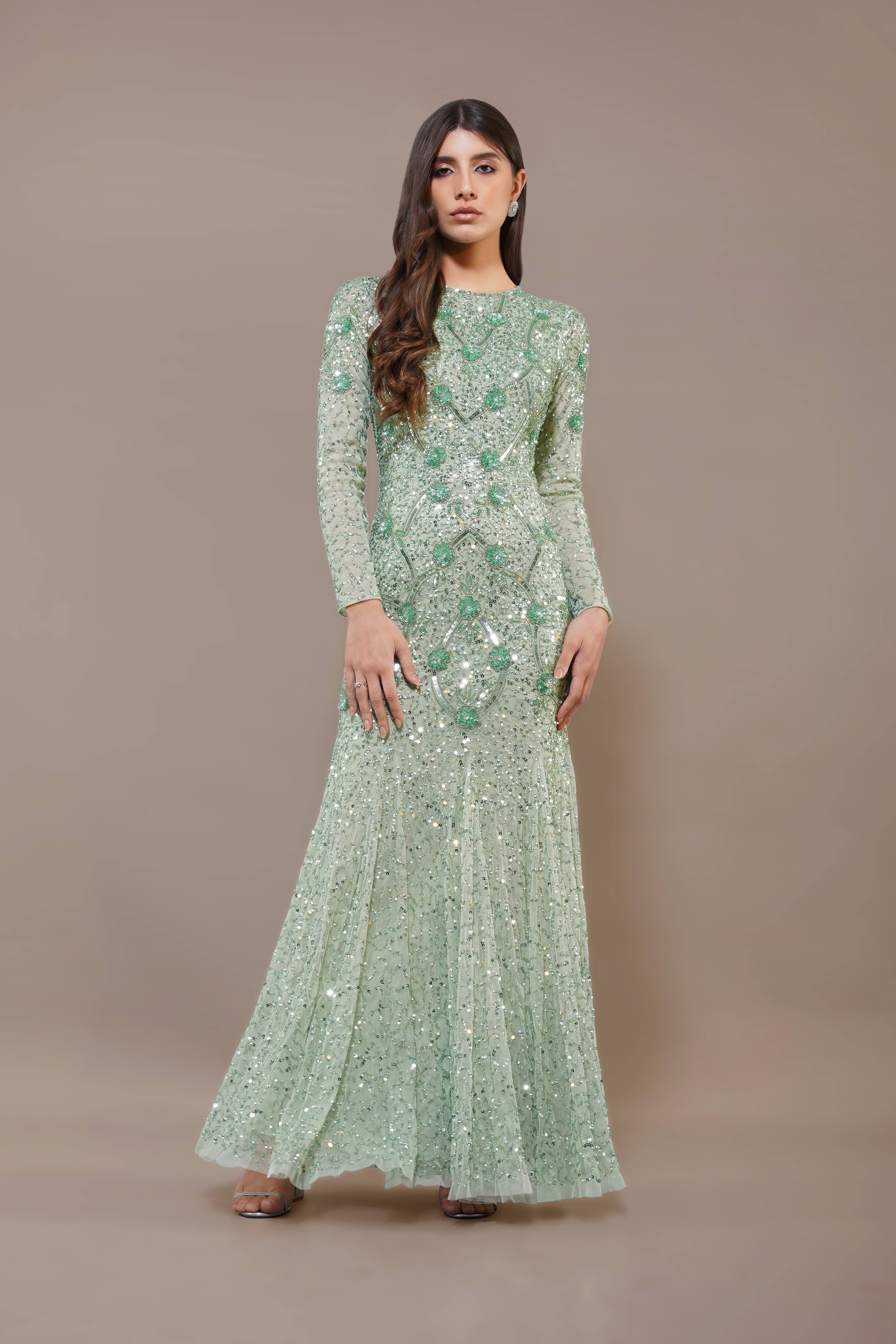 Zinnia Embellished Maxi Dress in Sage Green Zinnia Embellished Maxi Dress in Sage Green