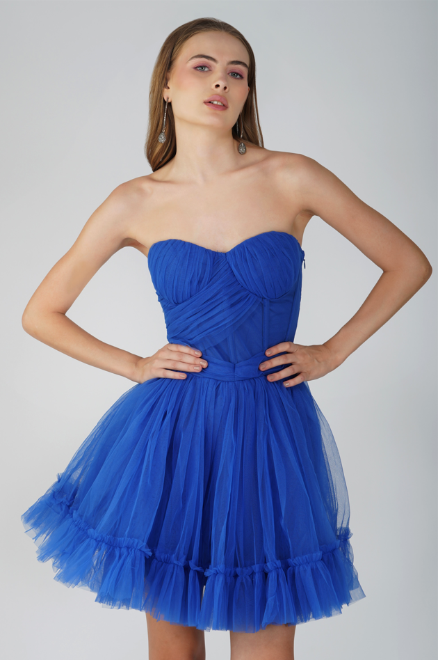 Lauren Cobalt Blue Tulle Mini Dress UK10 / Cobalt Blue Lauren Cobalt Blue Tulle Mini Dress UK10 / Cobalt Blue