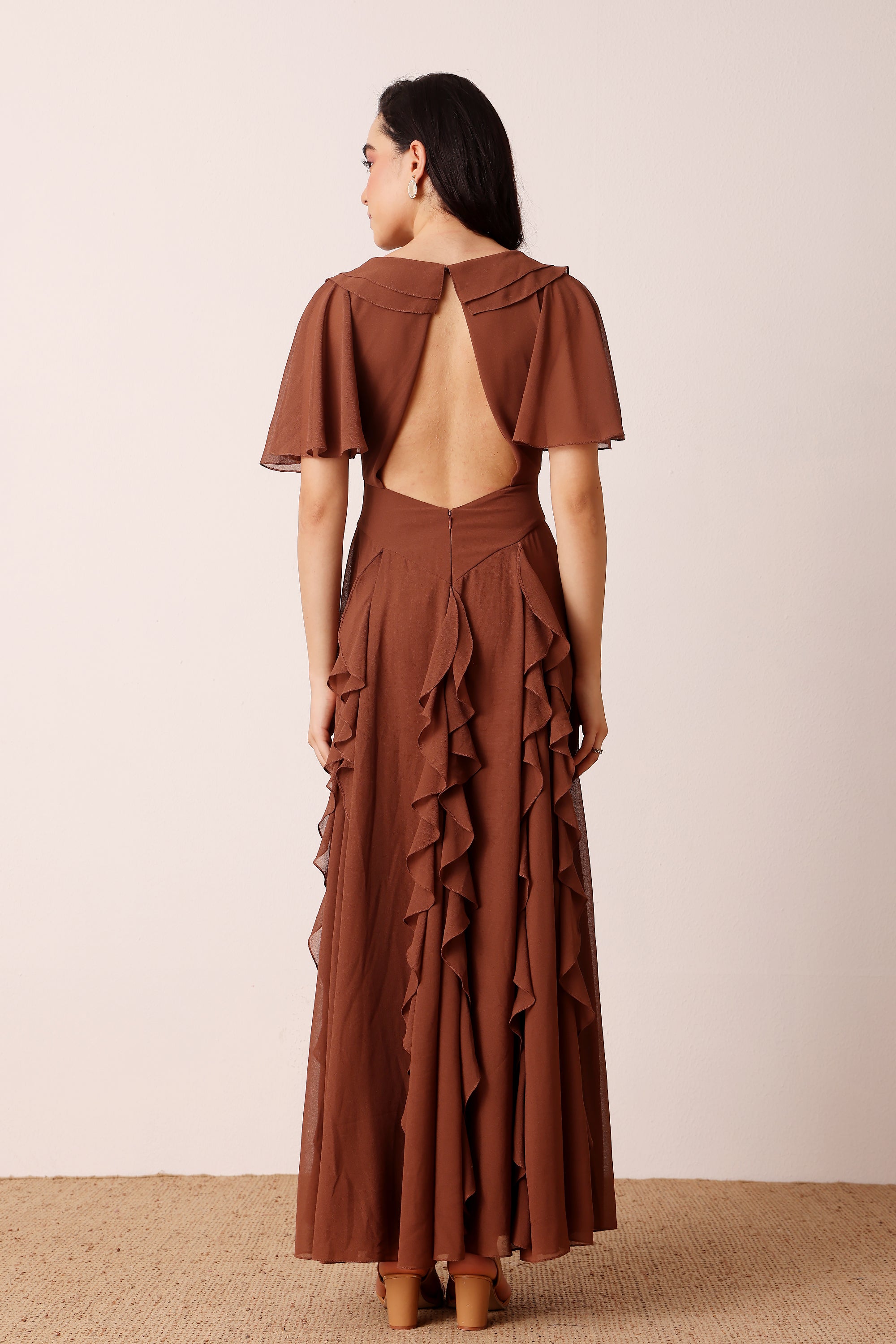 Hertia Maxi Dress in Mocha Brown