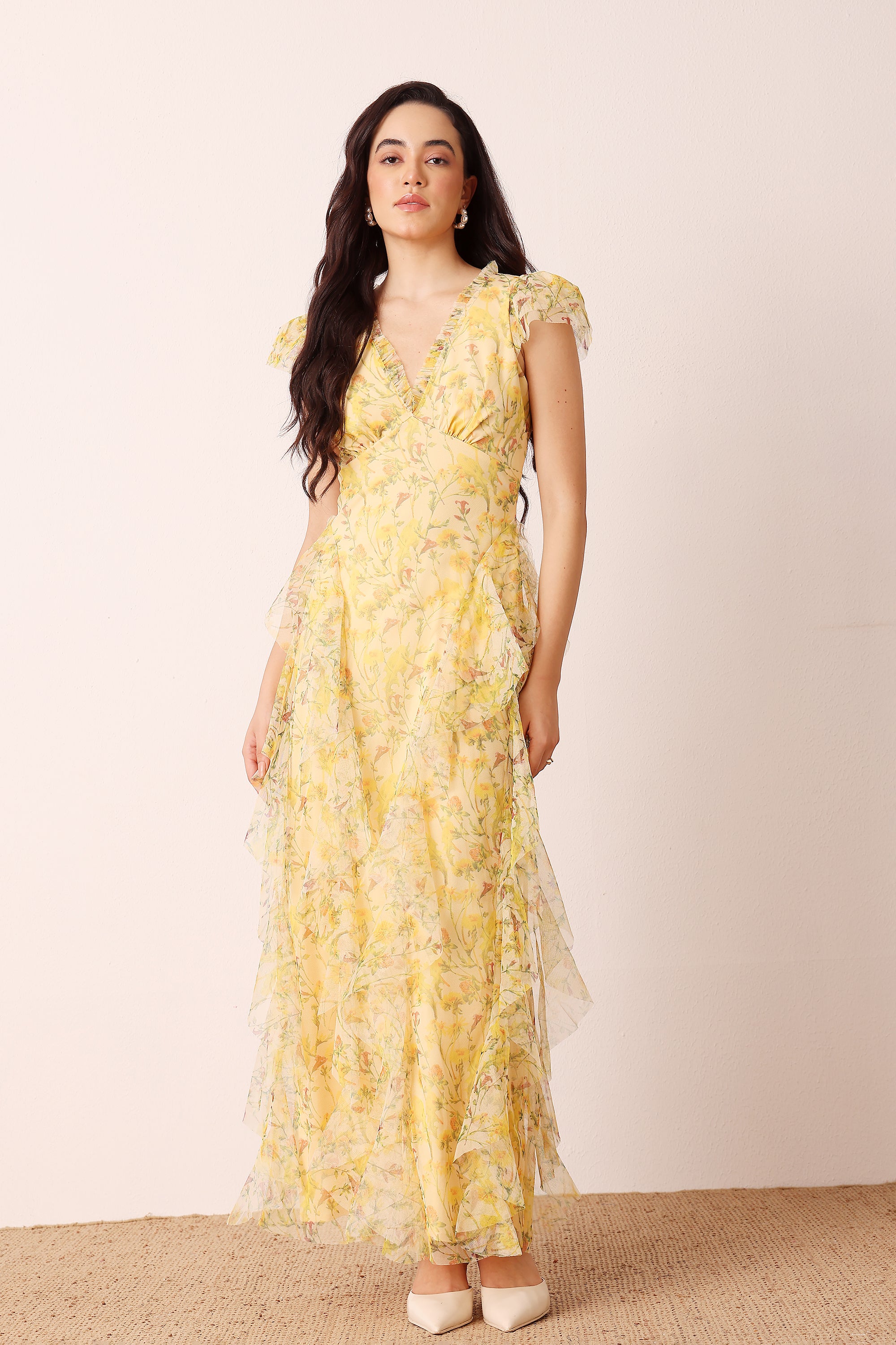 Melody Maxi Dress in Yellow Floral