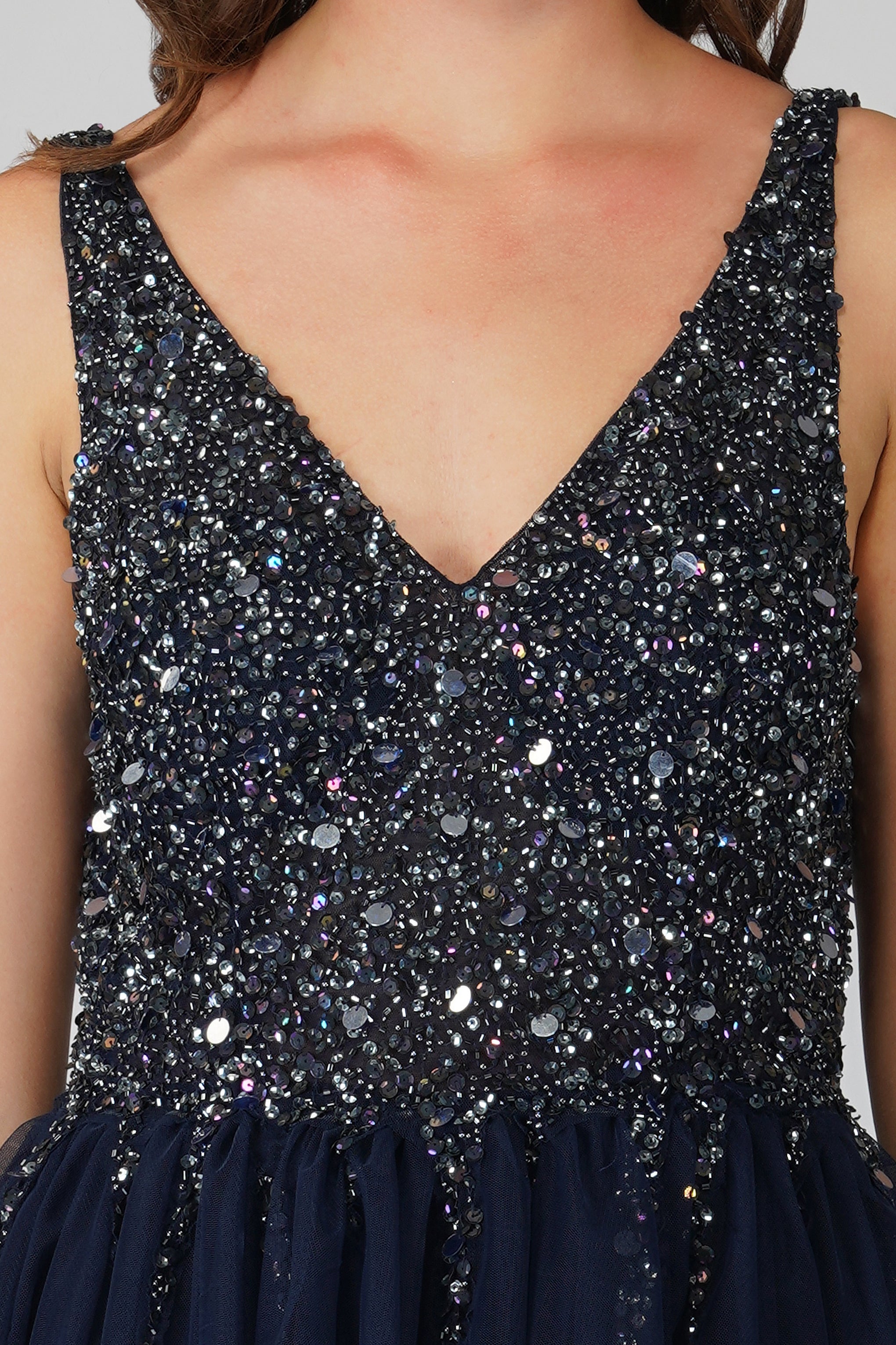 Symphony Dark Blue Embellished Midi Dress