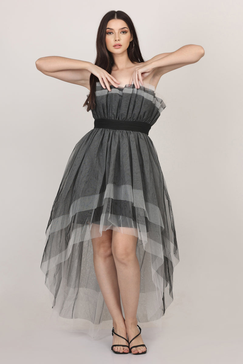 Wednesday High Low Tulle Dress in Black