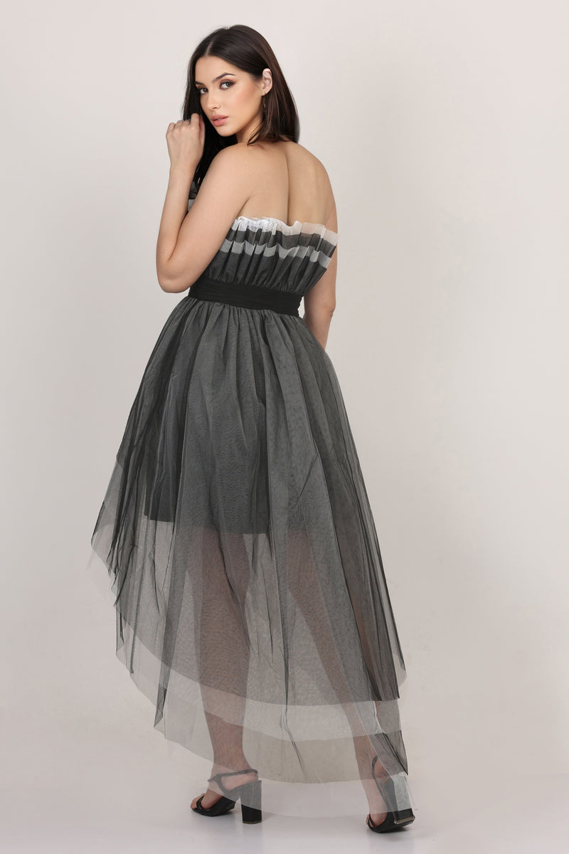Wednesday High Low Tulle Dress in Black