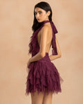 Tabitha Tulle Mini Ruffle Dress in Magenta