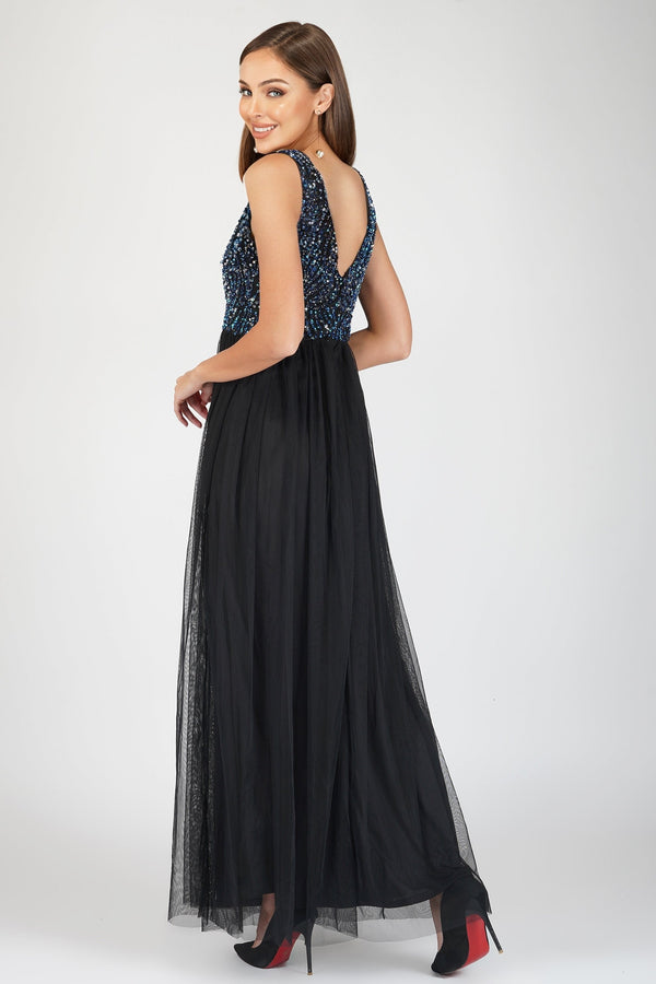 Ada Black Embellished Maxi Dress