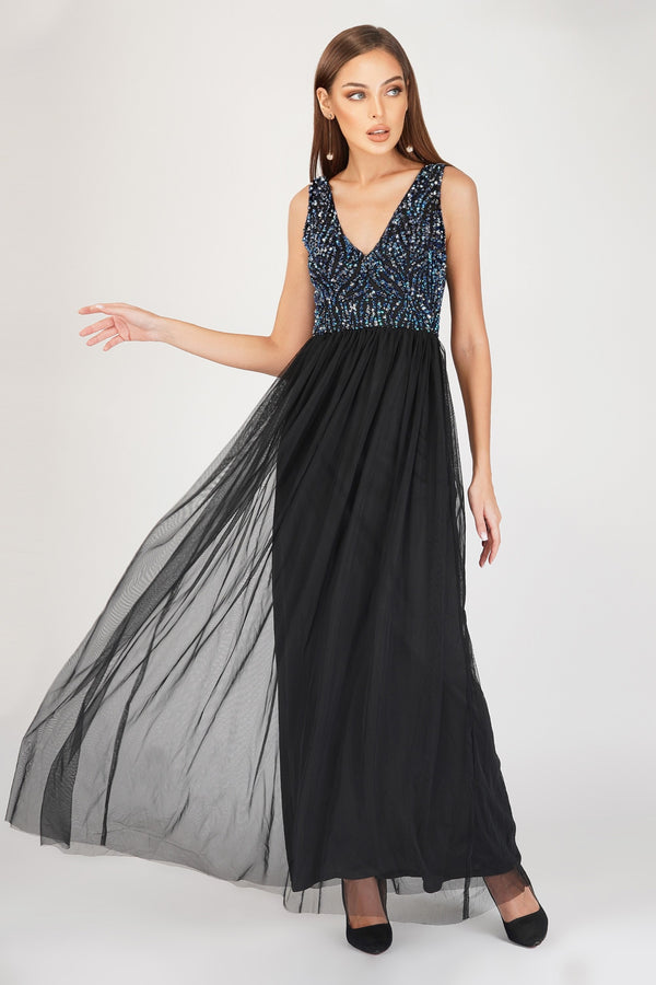 Ada Black Embellished Maxi Dress