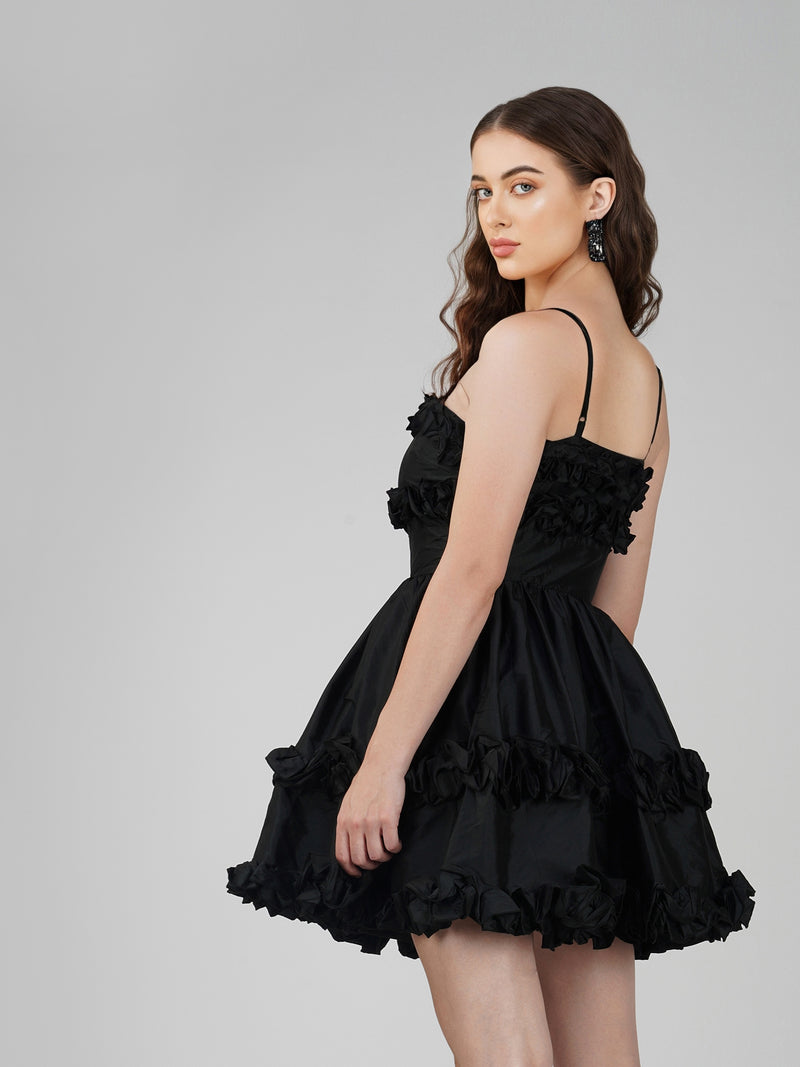 Rhiann Black Taffeta Mini Dress