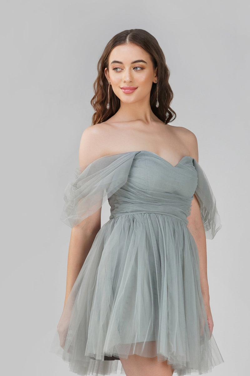 Sydney Dusty Blue Tulle Mini Dress