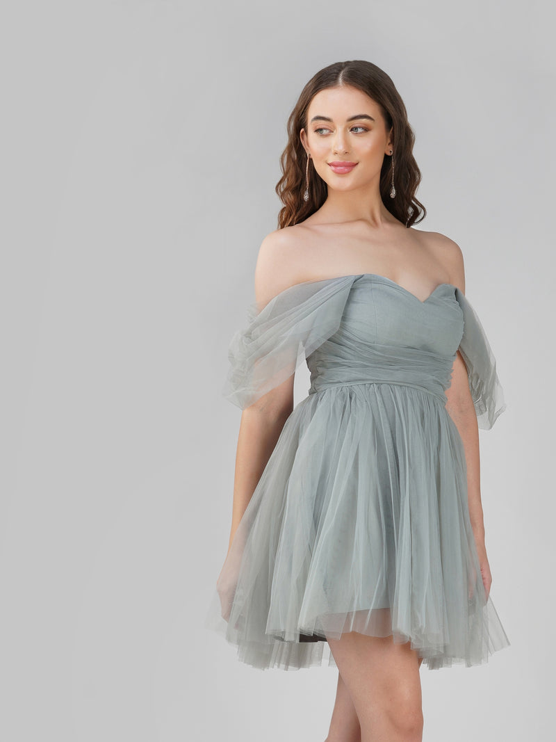 Sydney Dusty Blue Tulle Mini Dress