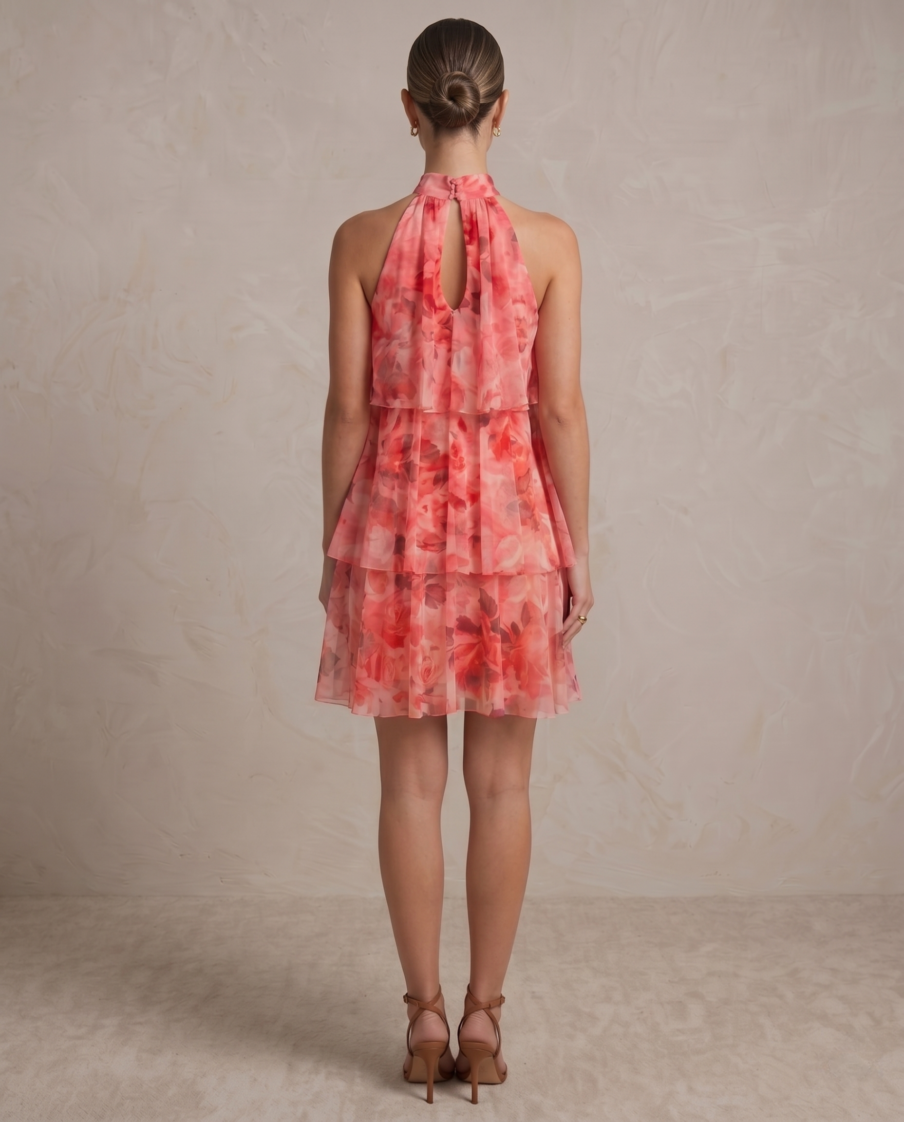 Mia Tulle Mini Dress in Pink Rosey Print