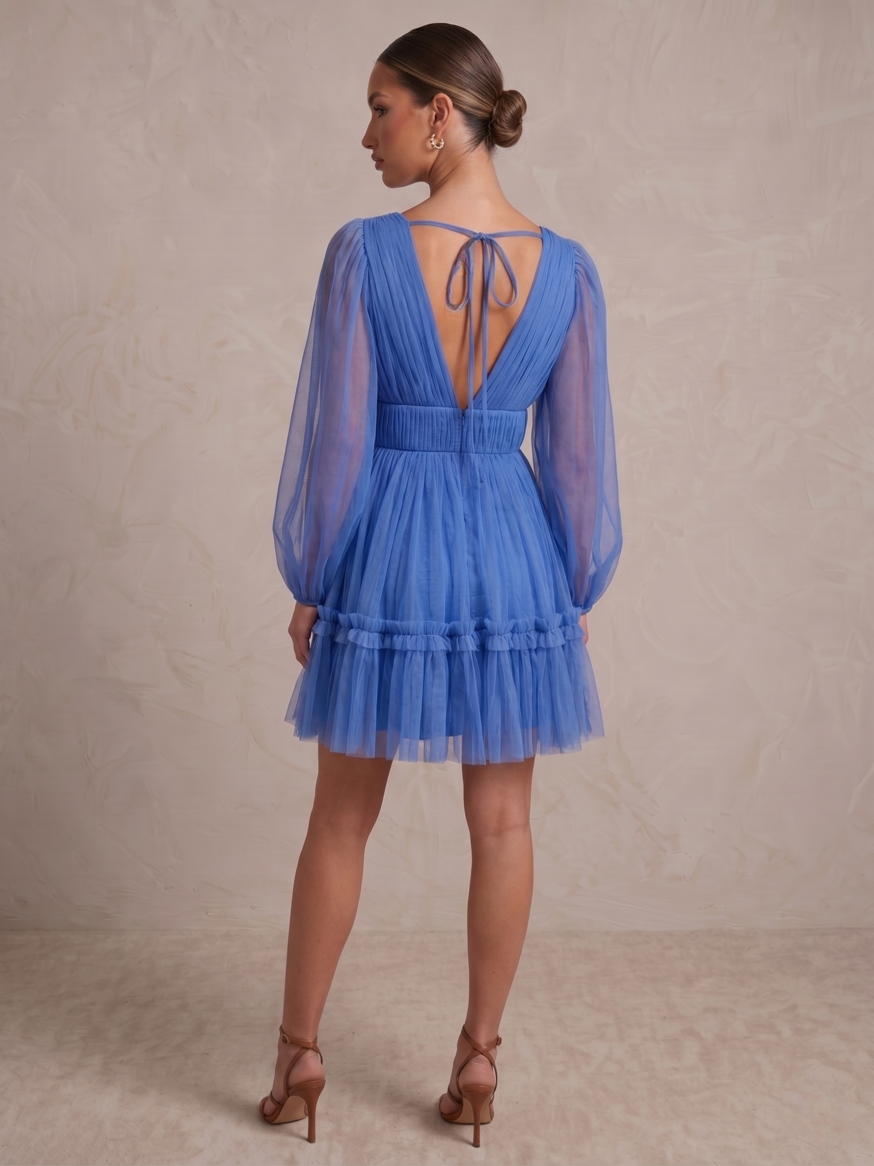 Rachel Tulle Mini Dress in Marina Blue