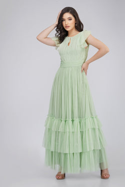 Diva Sage Green Tulle Bridesmaid Dress