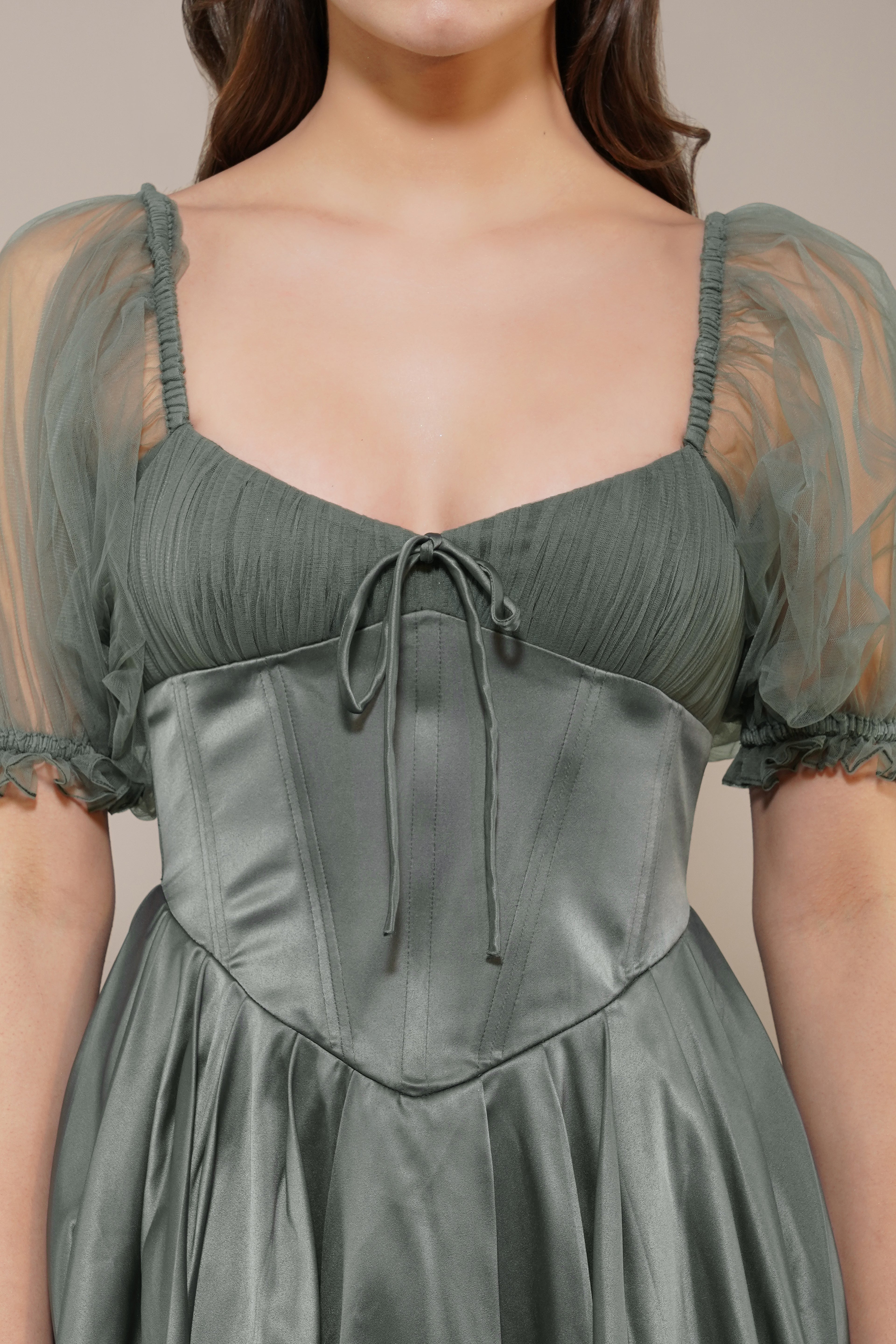 Keila Mini Dress in Green Grey