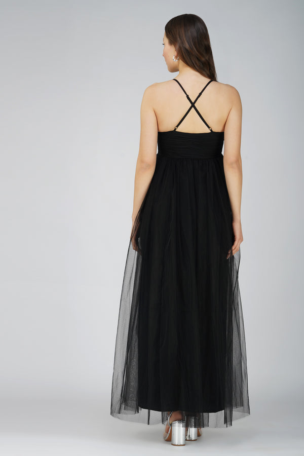 Opal Tulle Maxi Dress in Black