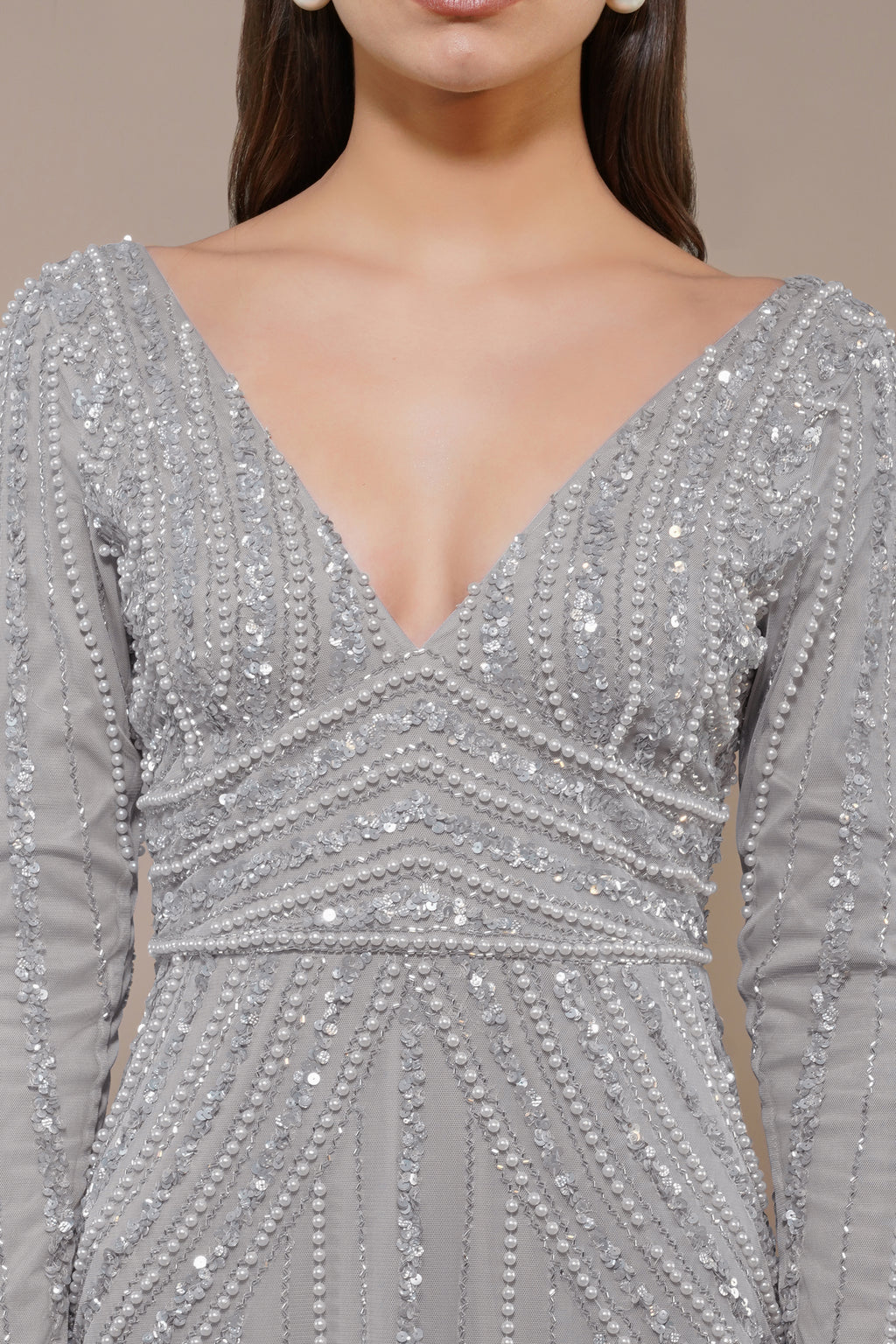 lace and beads grey dress Seraphina Embellished Maxi Dress in Grey – Lace & Beads