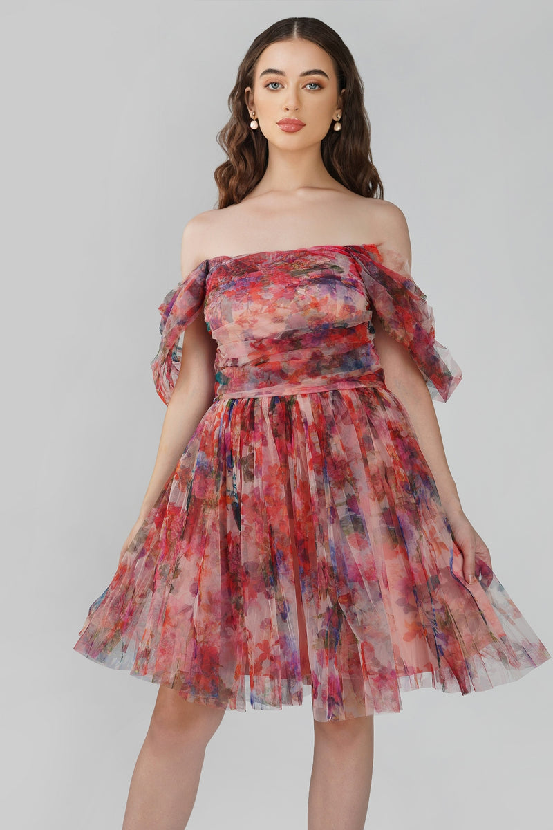 Sydney Mixed Floral Tulle Mini Dress