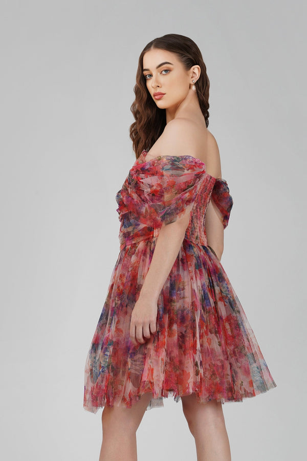 Sydney Mixed Floral Tulle Mini Dress