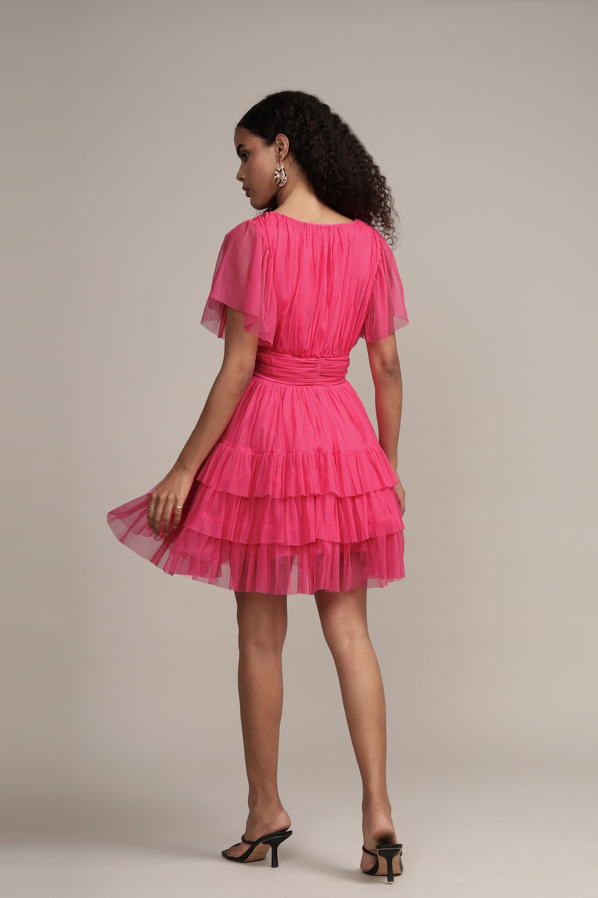 Madison Bright Pink Tulle Mini Dress